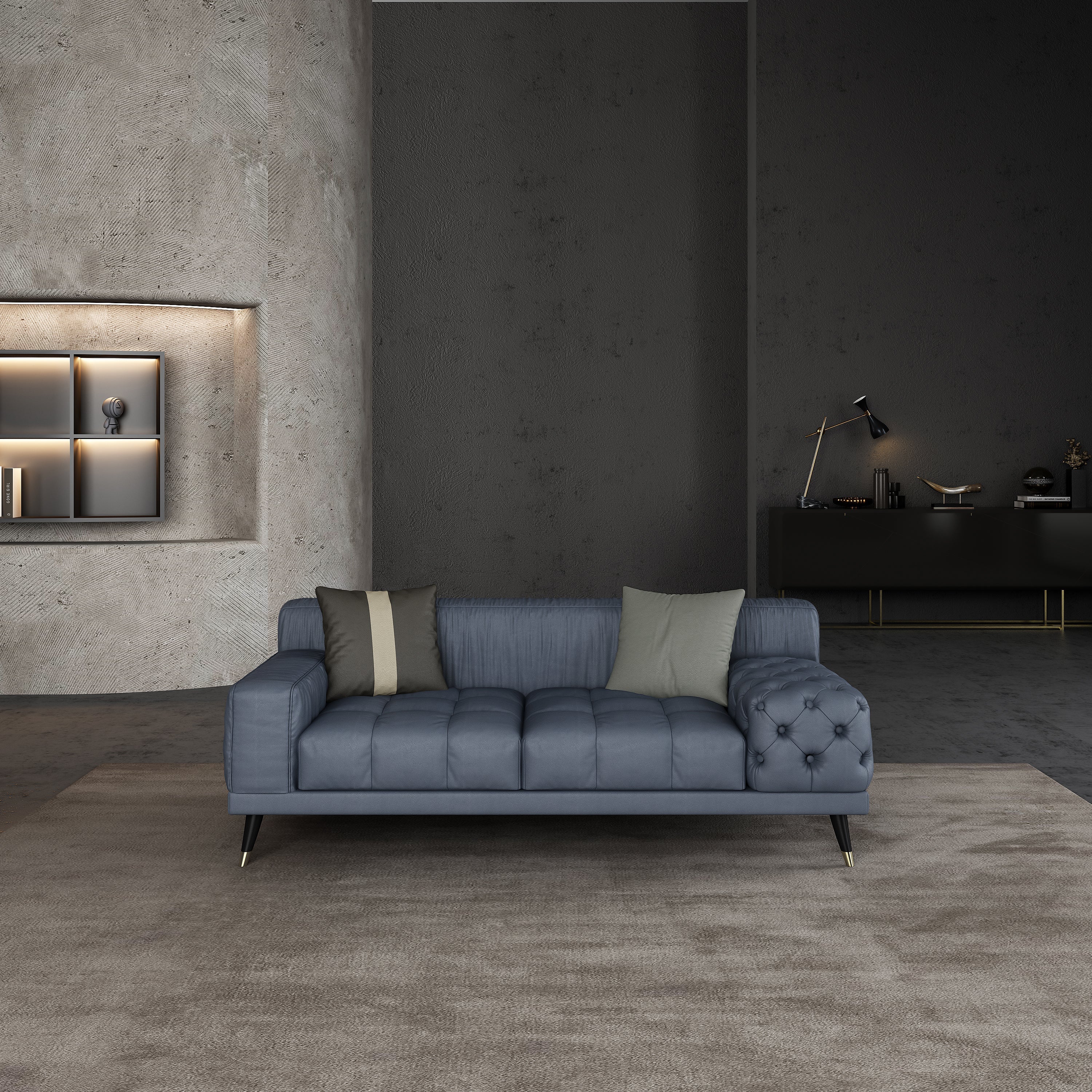 European Furniture - Outlander Loveseat Gray Italian Leather - EF-88882-L - New Star Living