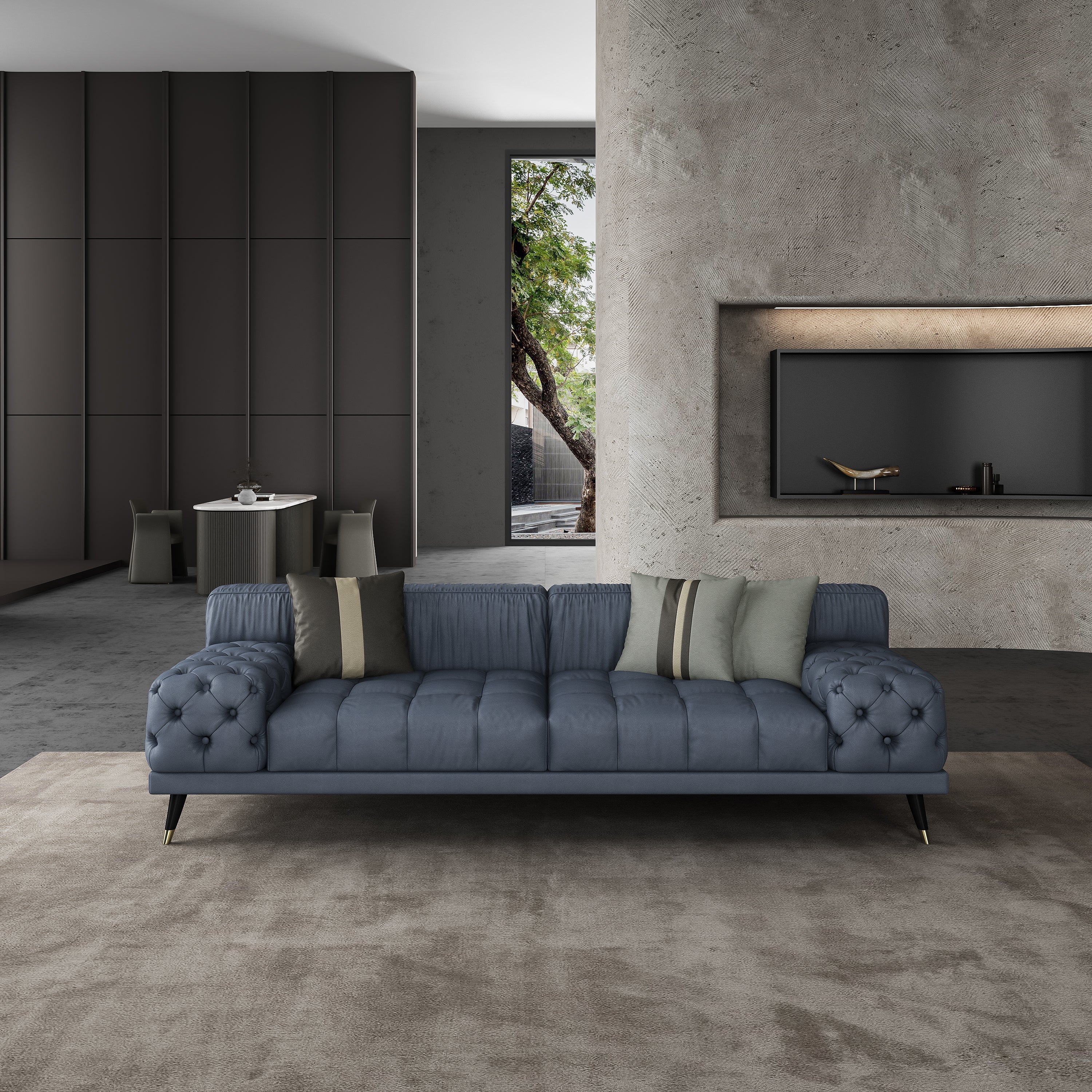 European Furniture - Outlander Sofa Gray Italian Leather - EF-88882-S - New Star Living