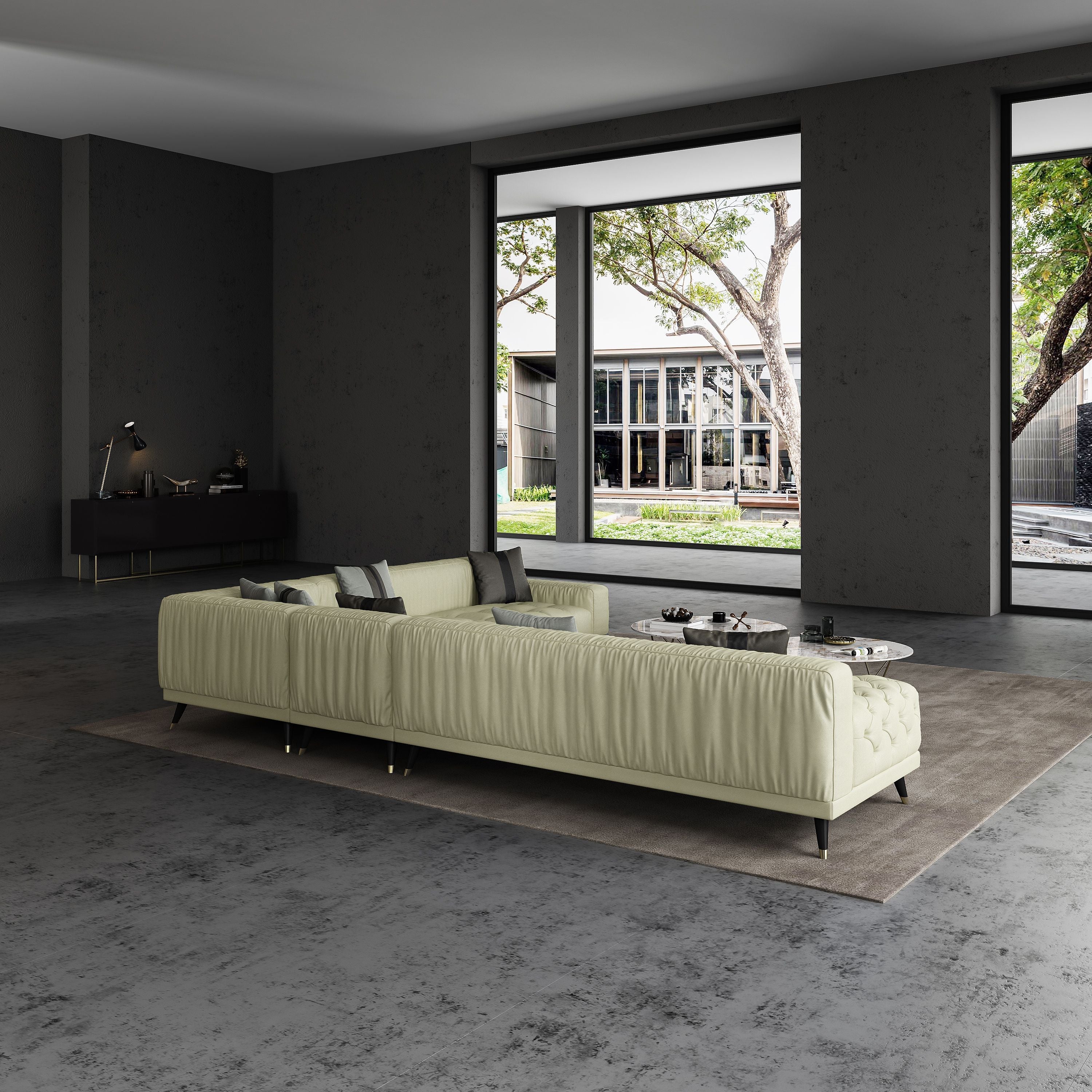 European Furniture - Outlander Modular Sectional Off White Italian Leather - EF-88887-4PC - New Star Living