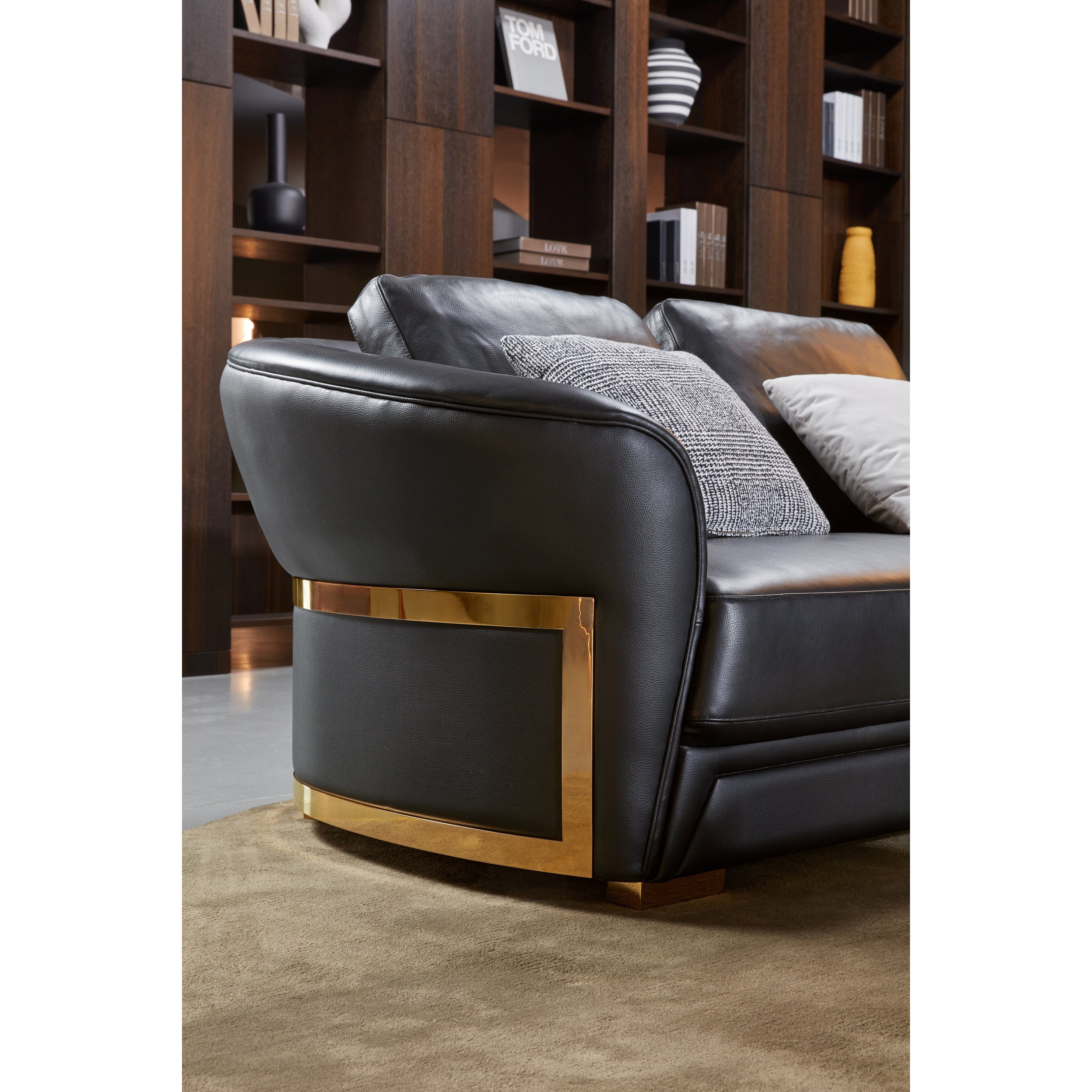European Furniture - Celine 3 Piece Sofa Set Italian Leather Black - EF-89950 - New Star Living