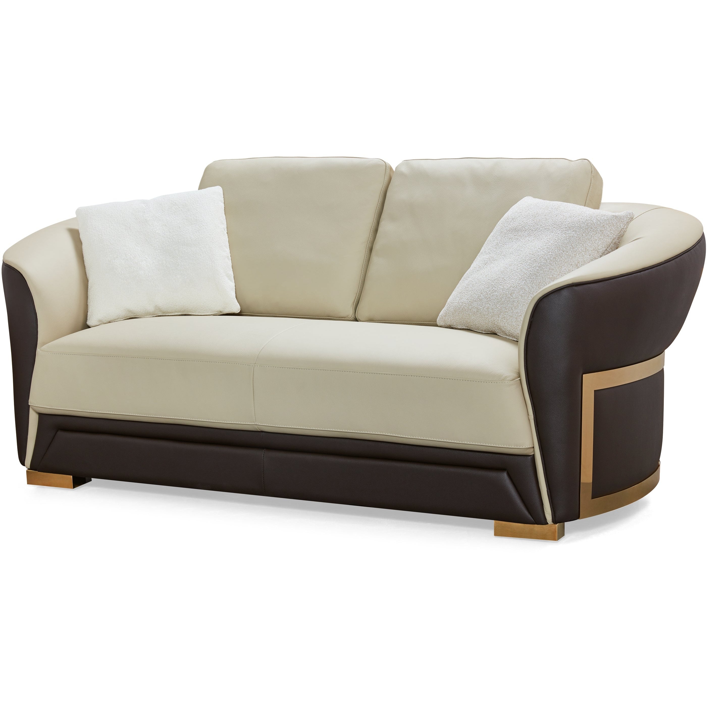European Furniture - Celine 3 Piece Sofa Set Italian Leather Beige & Chocolate - EF-89951 - New Star Living