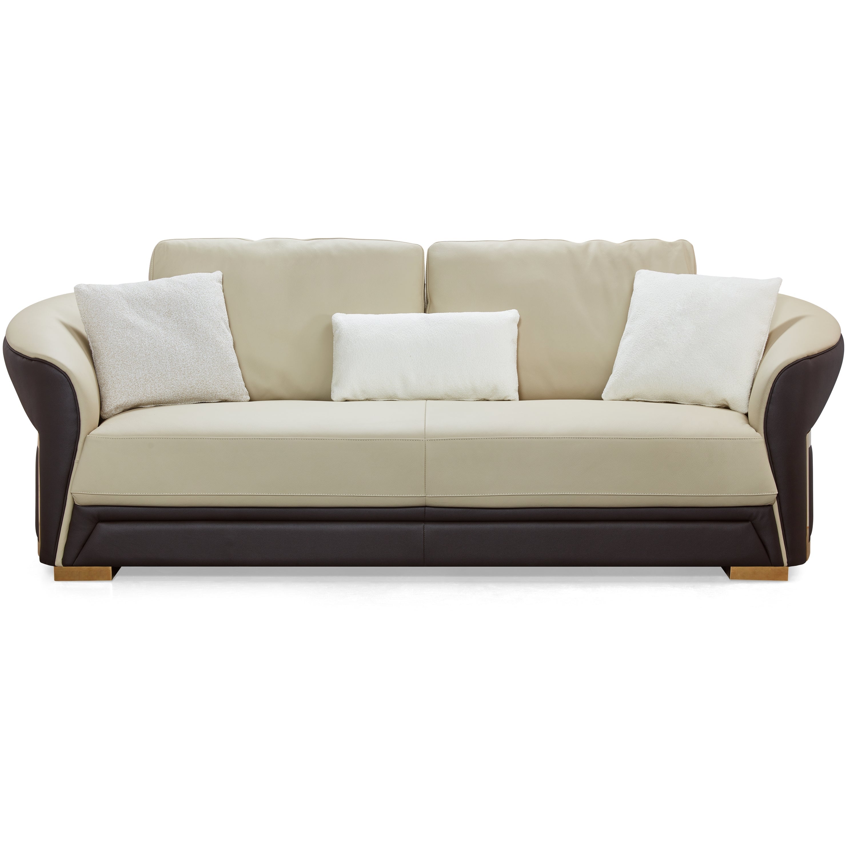 European Furniture - Celine 3 Piece Sofa Set Italian Leather Beige & Chocolate - EF-89951 - New Star Living