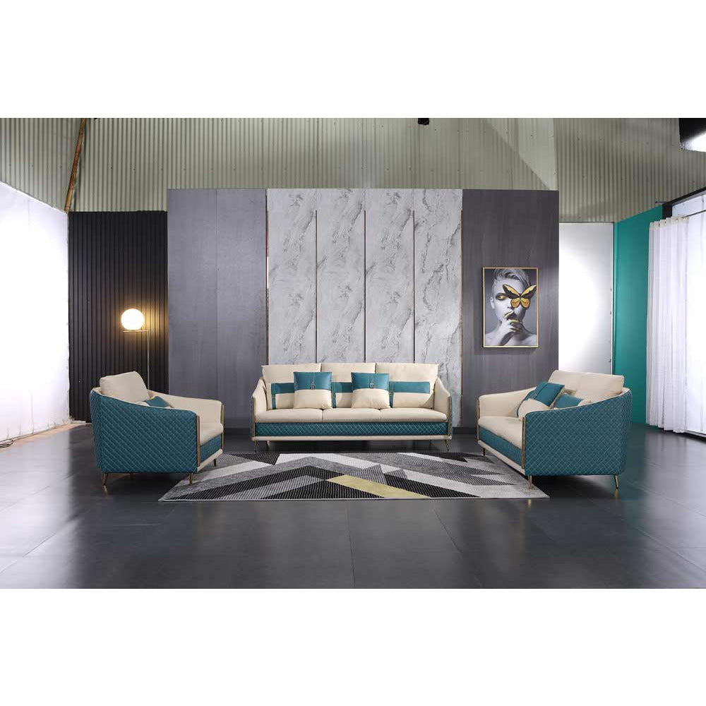 European Furniture - Icaro Sofa White-Blue Italian Leather - EF-64457-S - New Star Living