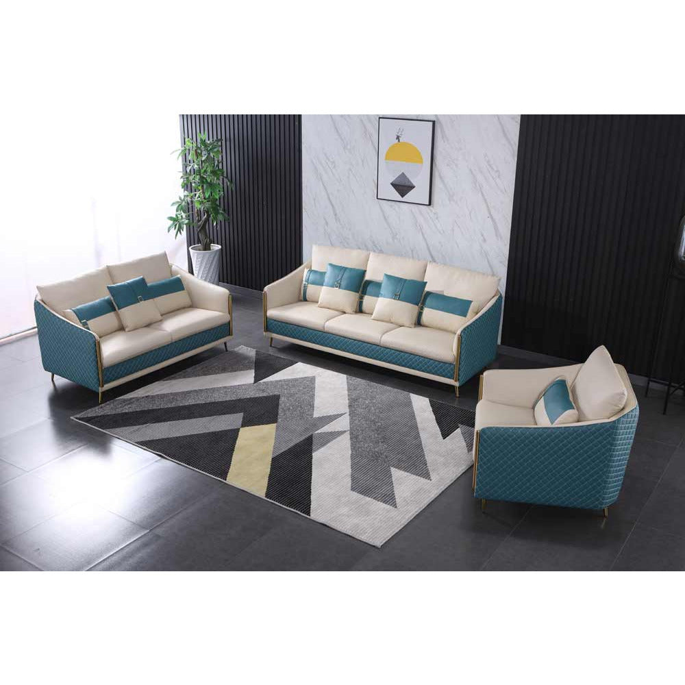 European Furniture - Icaro Sofa White-Blue Italian Leather - EF-64457-S - New Star Living