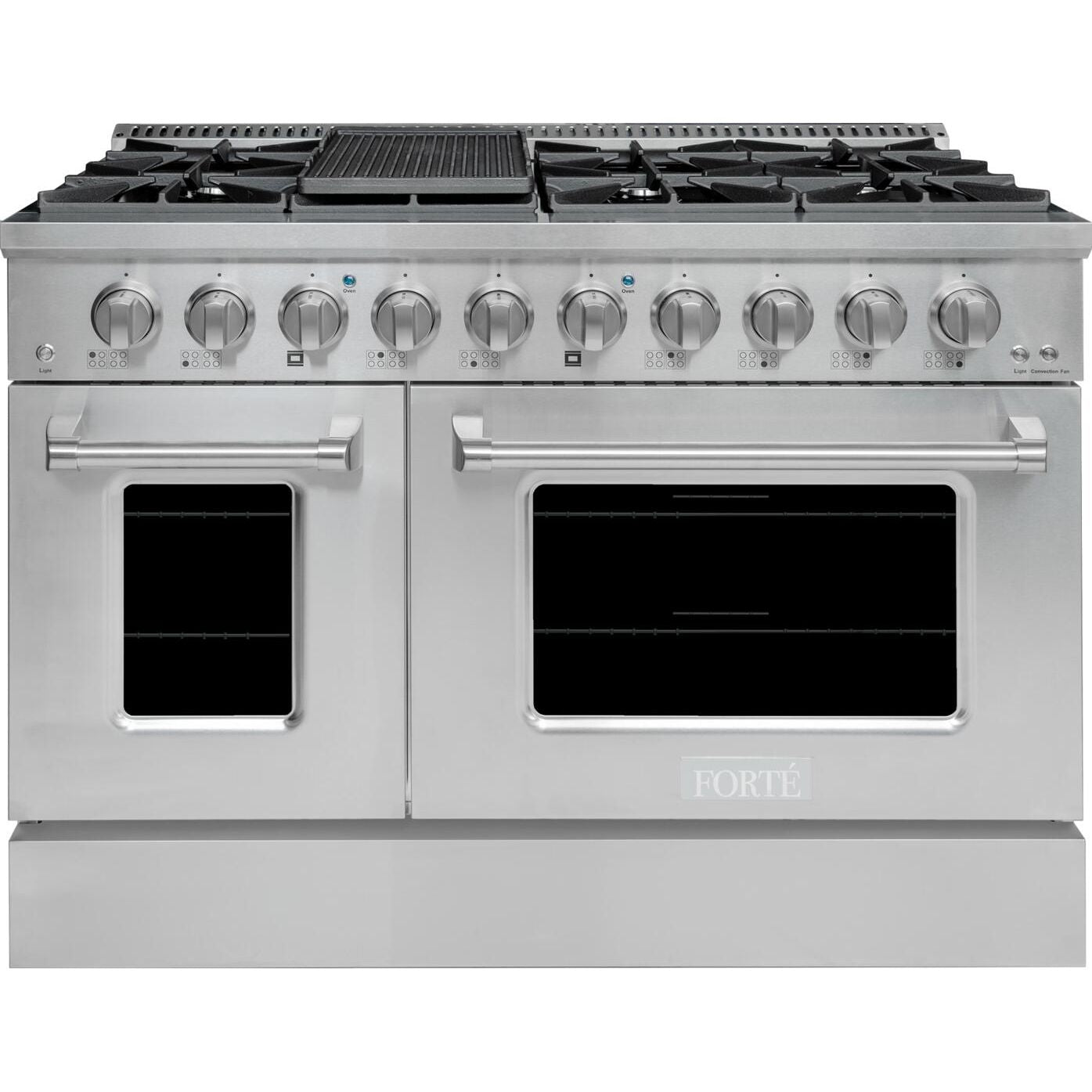 Forte 48" Freestanding All Gas Range - 8 Sealed Italian Made Burners, 5.53 cu. ft. Oven & Griddle - in Stainless Steel (FGR488BSS) - New Star Living