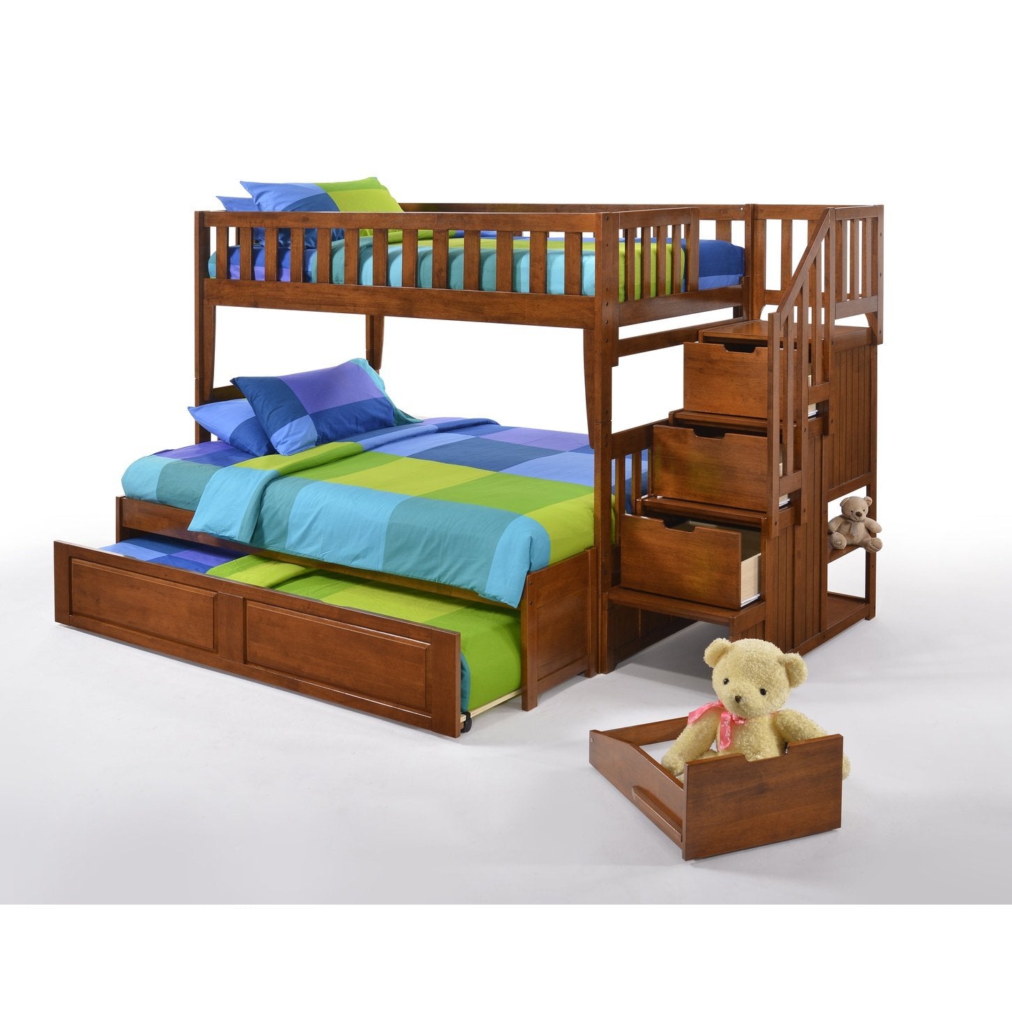 Night and Day Furniture Spices Peppermint Twin/Full Staircase Bunk Bed - New Star Living