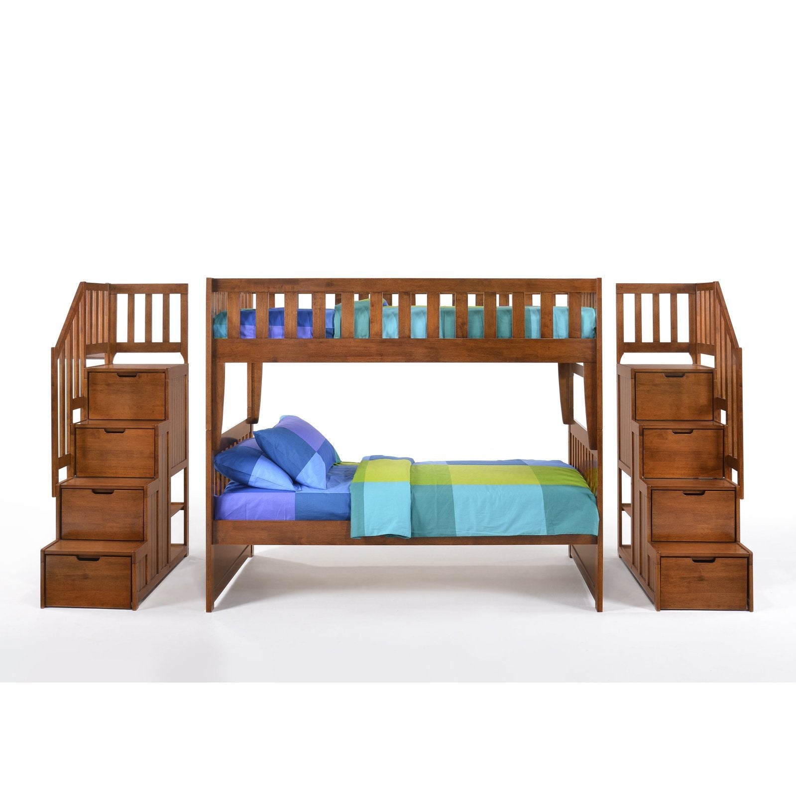 Night and Day Furniture Spices Peppermint Twin/Full Staircase Bunk Bed - New Star Living