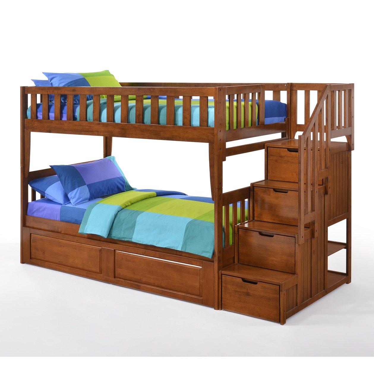 Night and Day Furniture Spices Peppermint Twin/Twin Staircase Bunk Bed - New Star Living