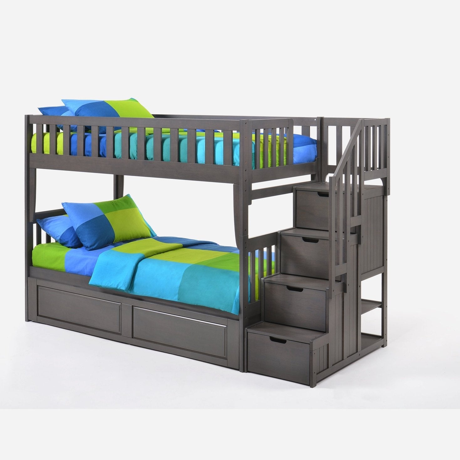 Night and Day Furniture Spices Peppermint Twin/Twin Staircase Bunk Bed - New Star Living
