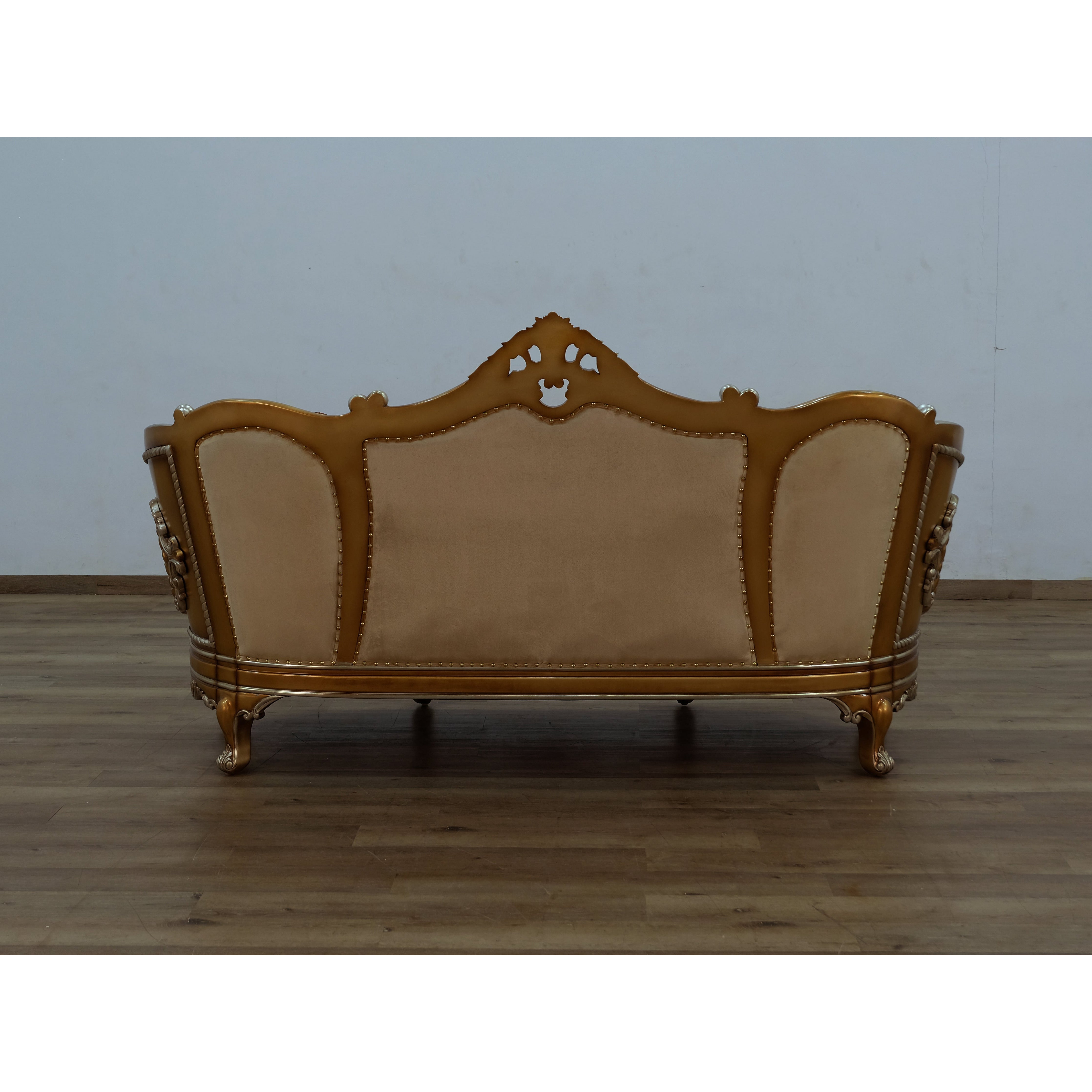European Furniture - Saint Germain Loveseat Red Gold Fabric - 35554-L - New Star Living