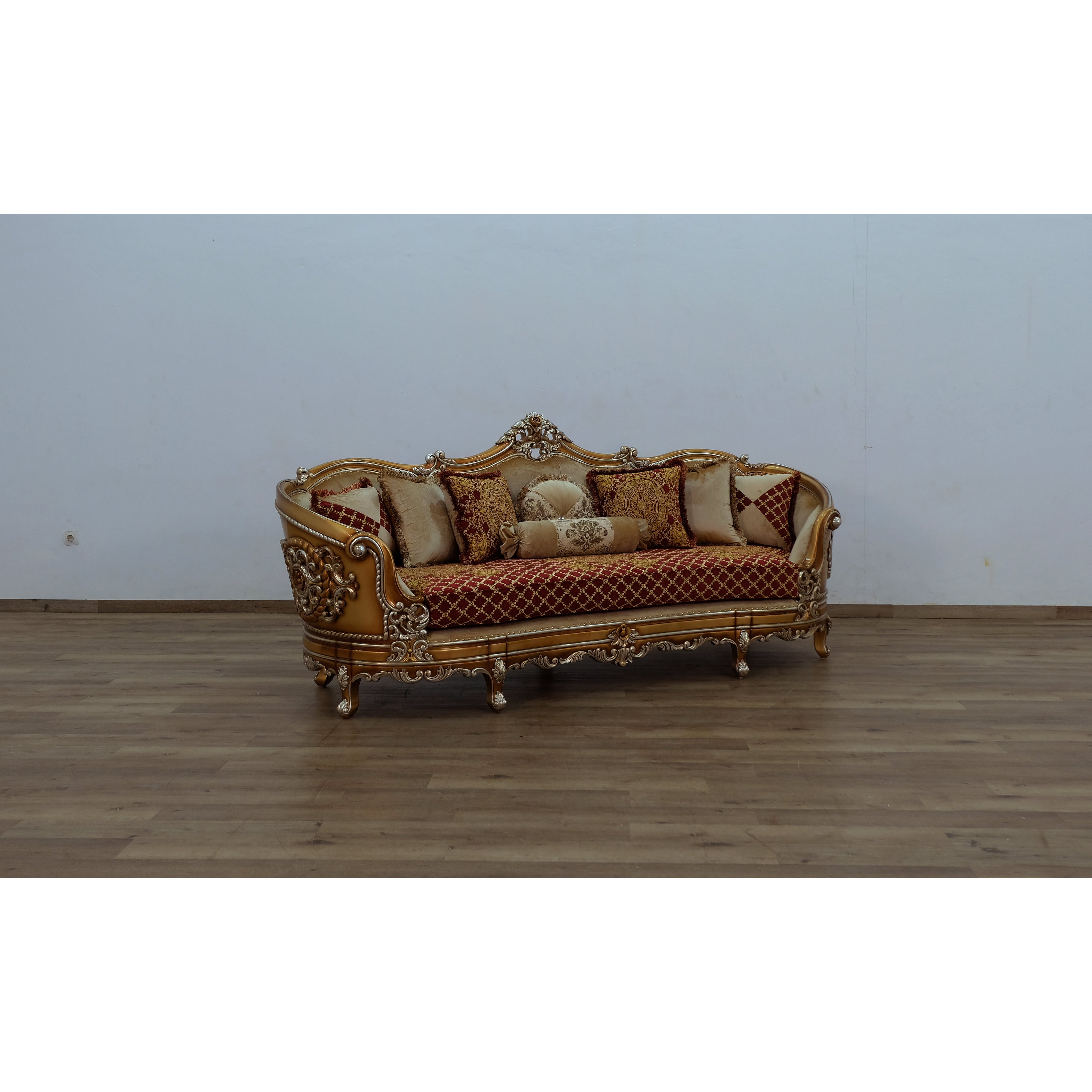 European Furniture - Saint Germain Sofa Red Gold Fabric - 35554-S - New Star Living