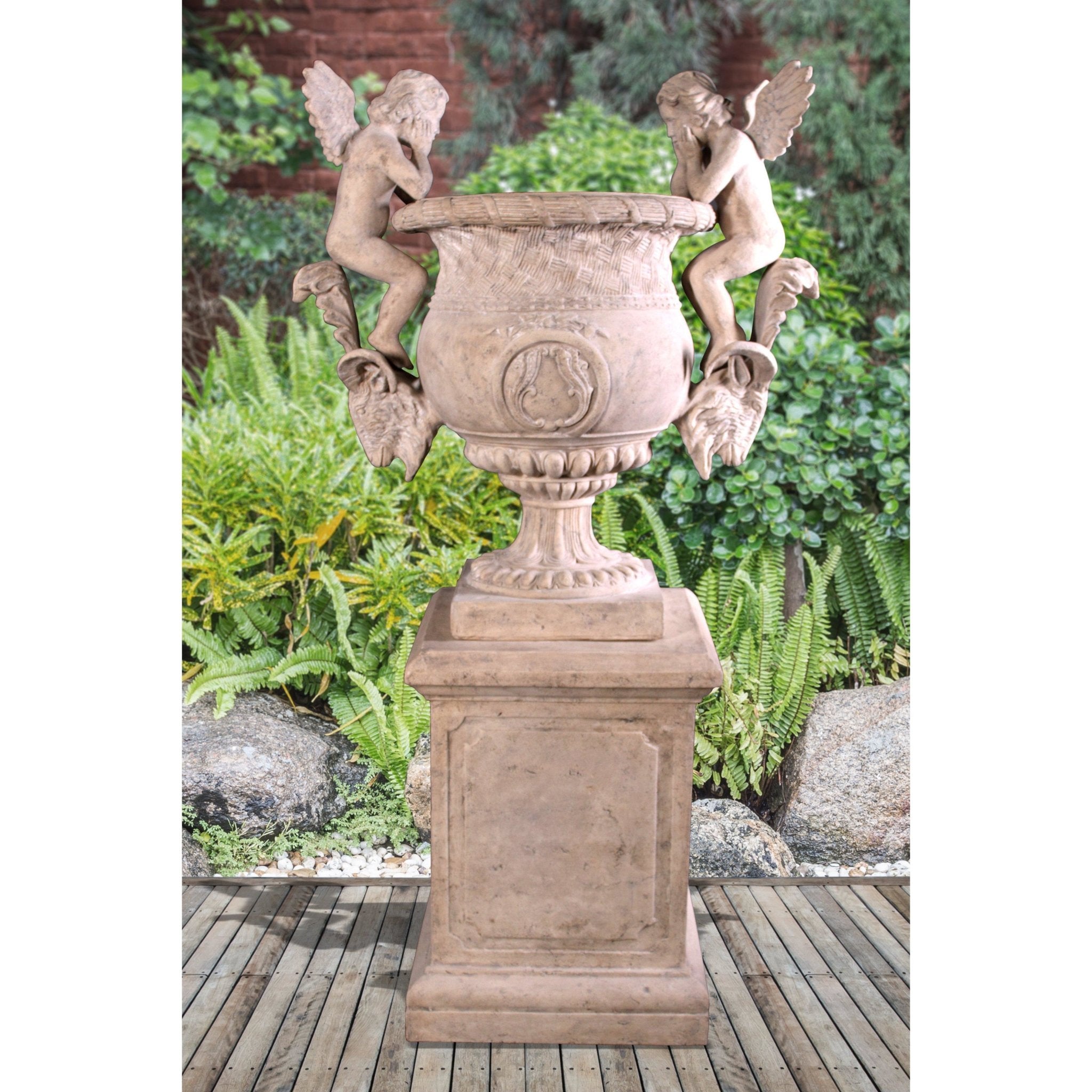 AFD Home Angels Urn On Base Stone Cast - New Star Living