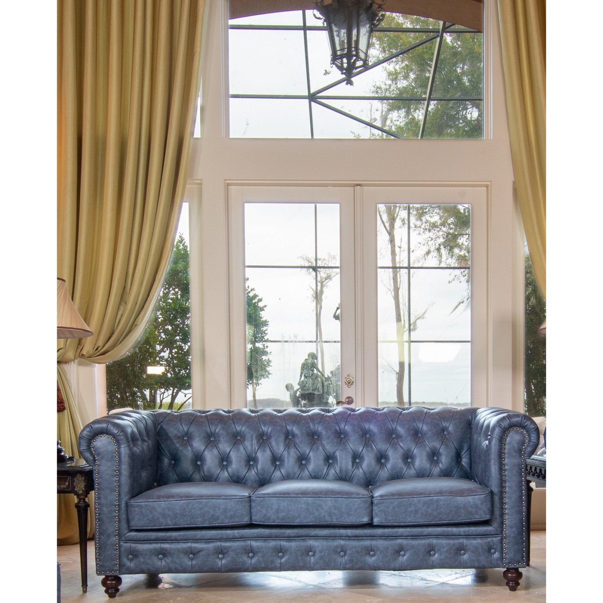 AFD Home Classic Chesterfield Gray Blue Sofa - New Star Living