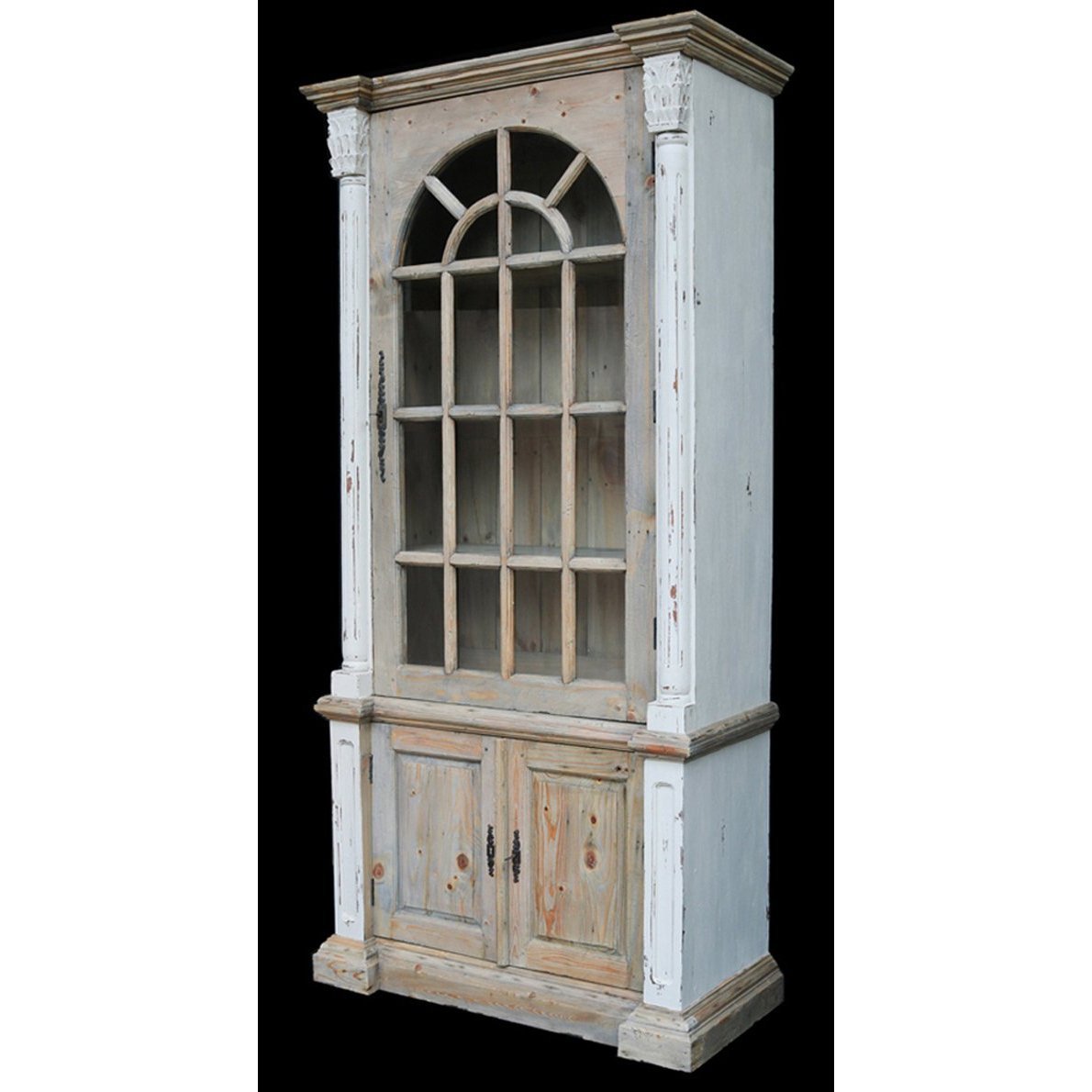 AFD Home Farmhouse Tall Cabinet Hutch in White Chalk and Natural - New Star Living