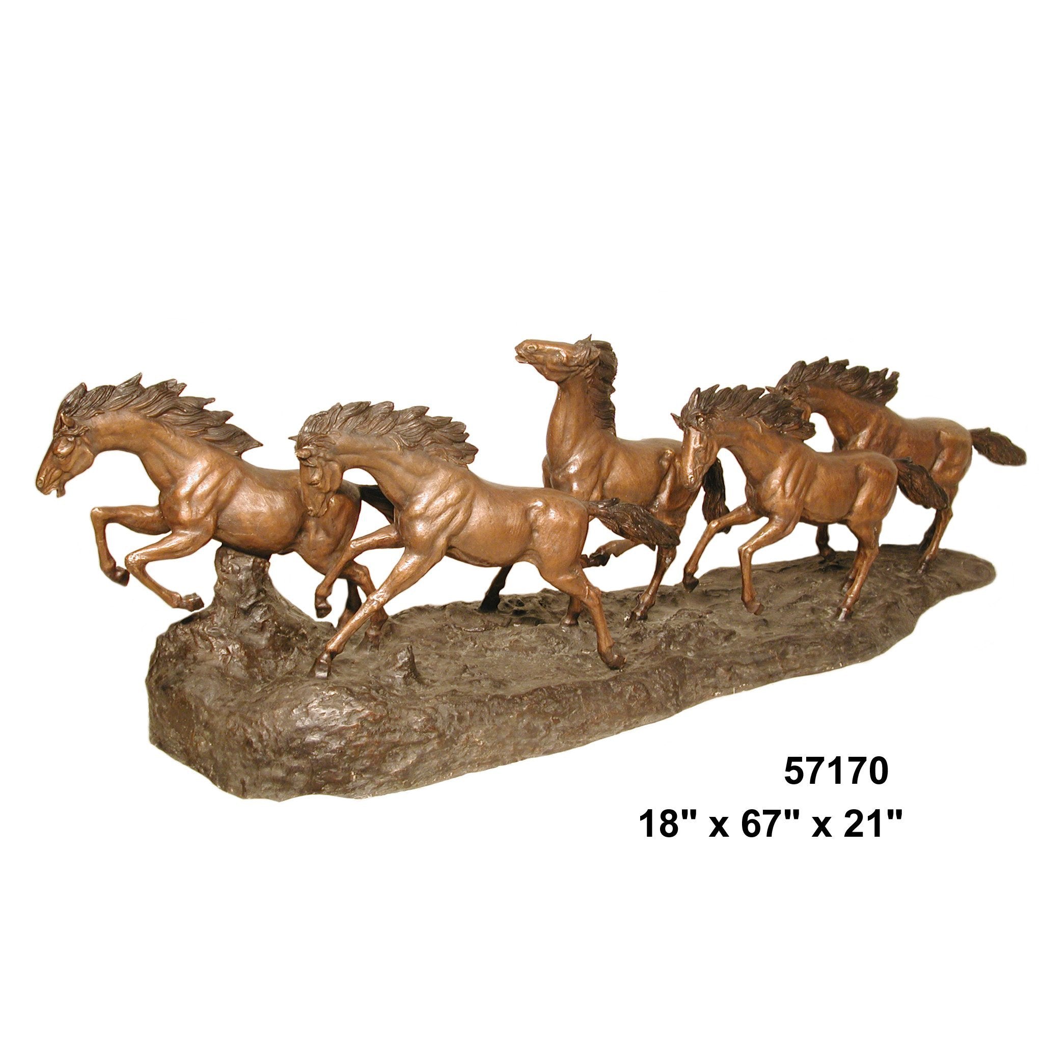 AFD Home Five Horses Running Bronze Large 67 Inch Wide - New Star Living