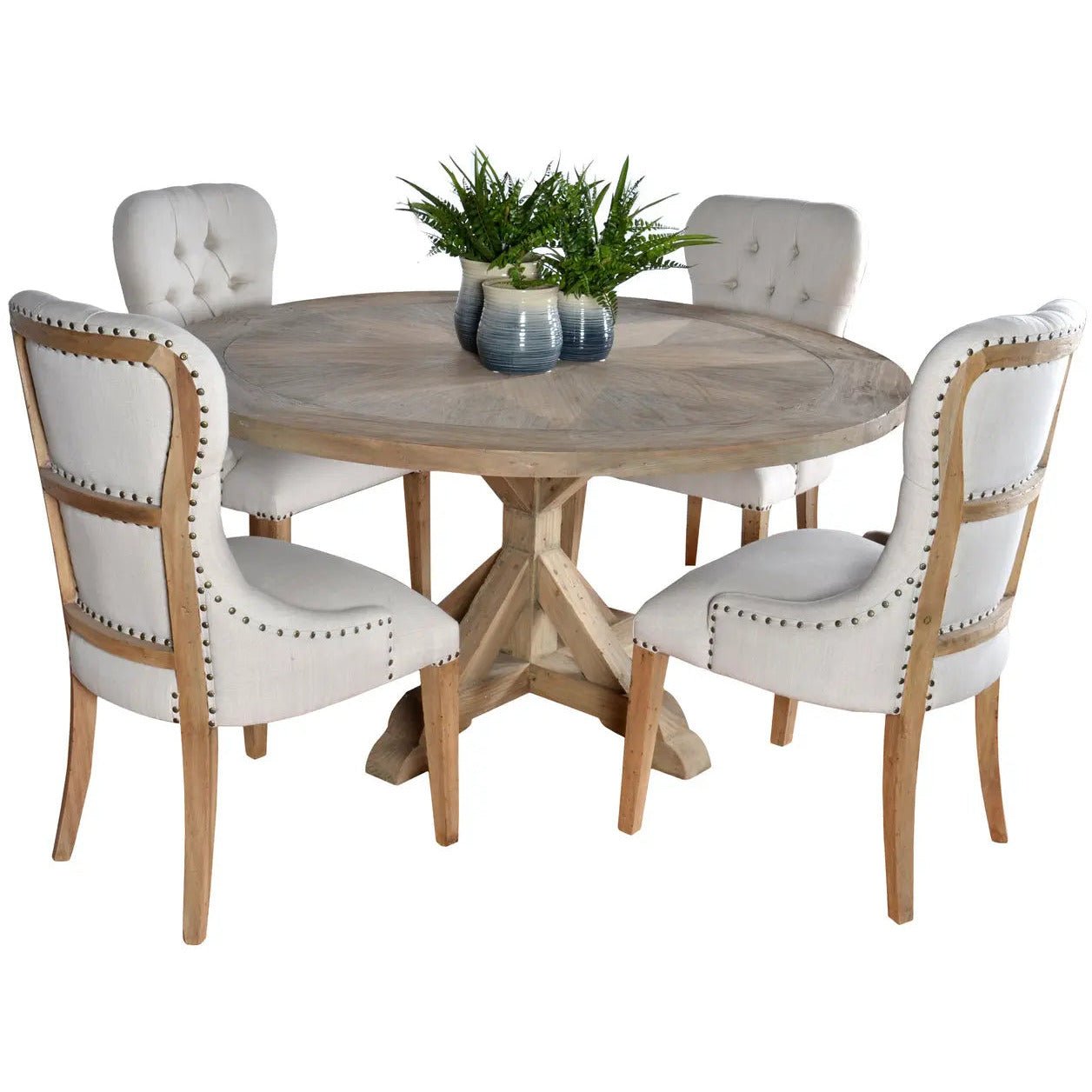 AFD Home Inverness Farmhouse Reclaimed Pine 60 Inch Round Dining Table - Set Of 5 - New Star Living