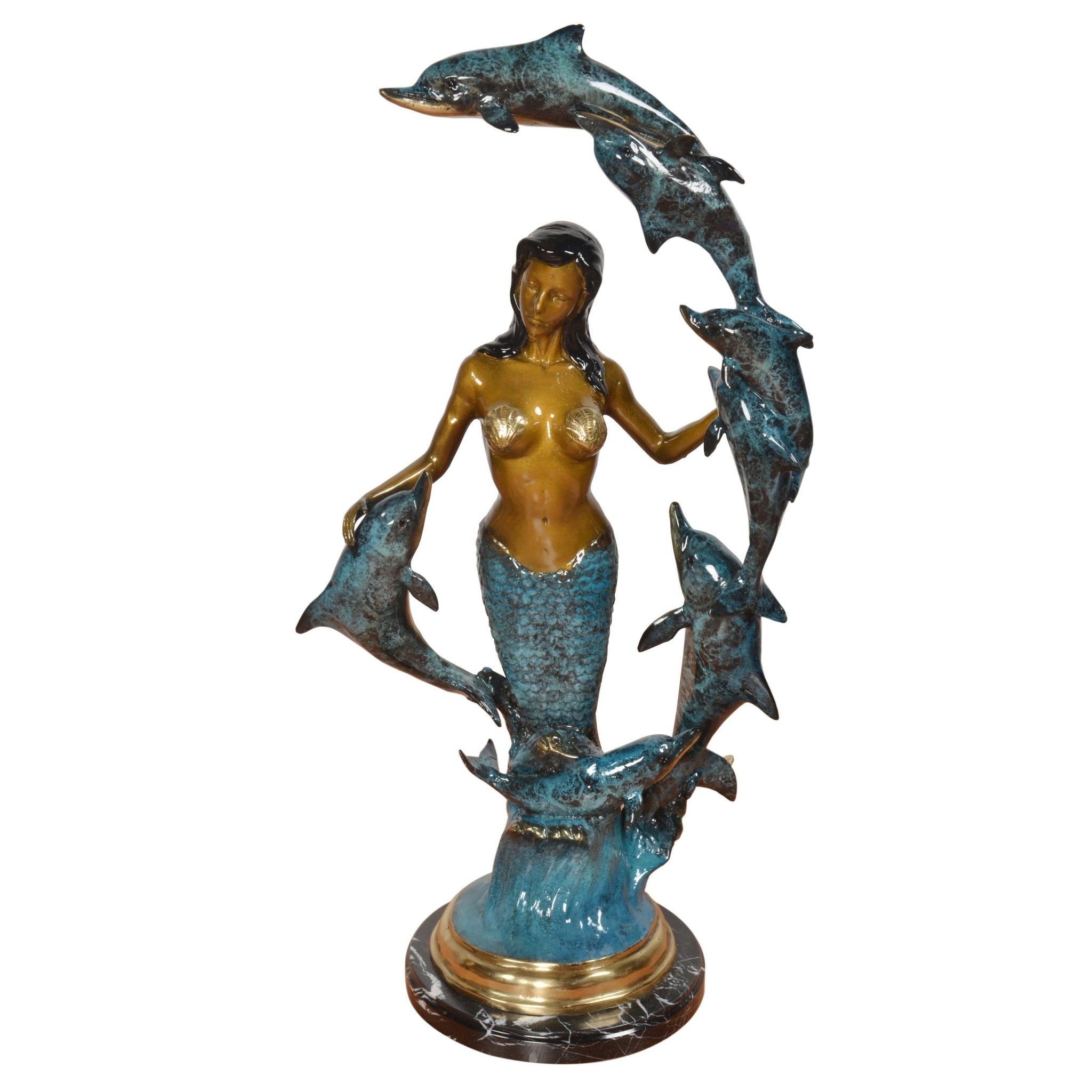 AFD Home Mermaid with Seven Dolphins on Marble Base 29 Inches Tall - New Star Living