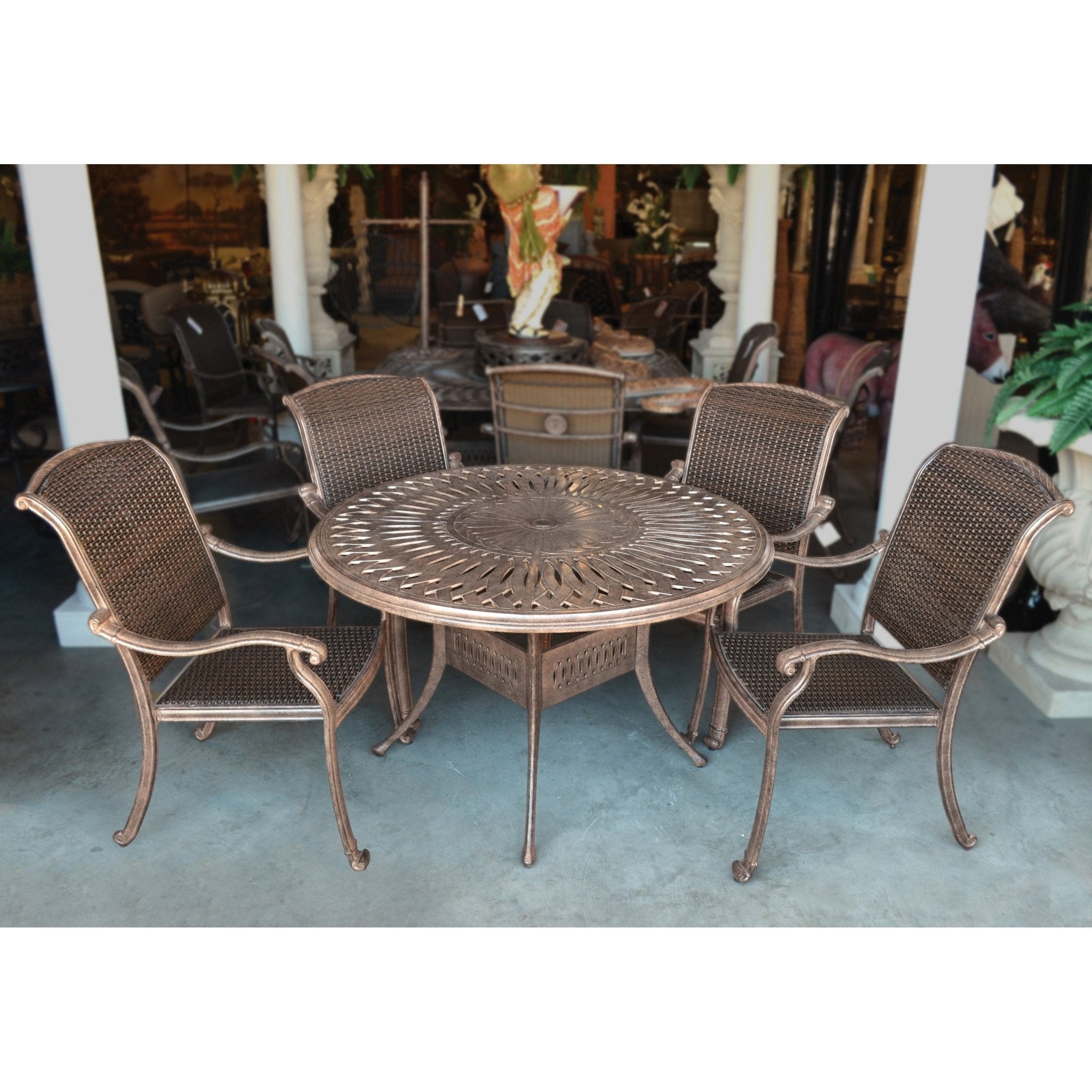 AFD Home Palladio Woven Aluminum Outdoor Round Dining Table Set of 5 - New Star Living