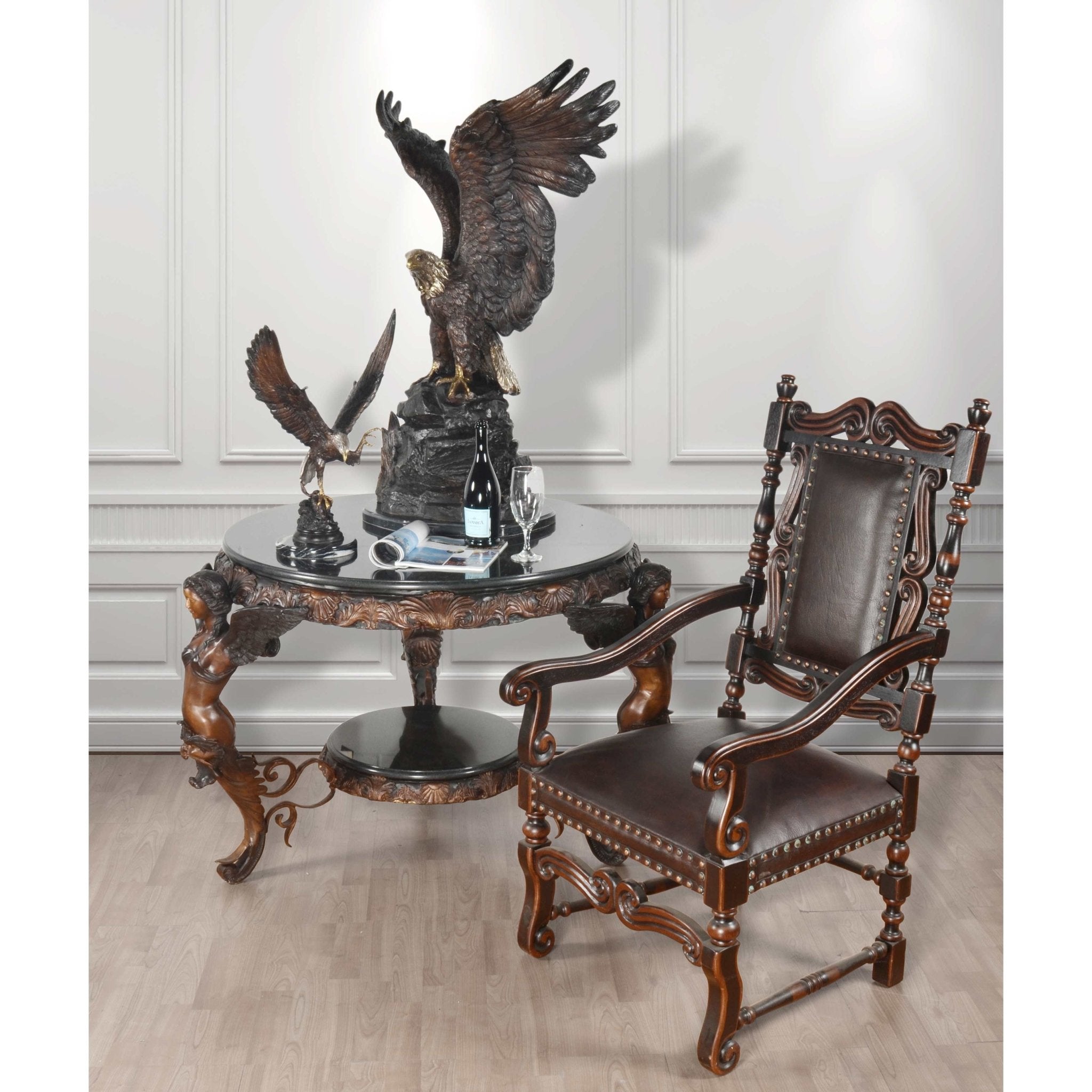 AFD Home Roman Three Winged Lady Large Bronze Center Table - New Star Living