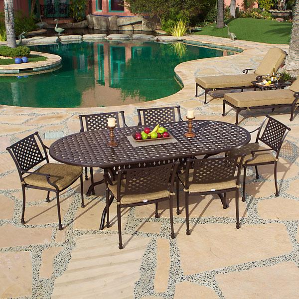 AFD Home Savannah Outdoor Aluminum Oval Dining Table Set of 7 (KIT) - New Star Living