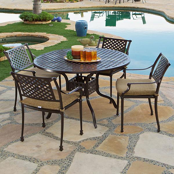 AFD Home Savannah Outdoor Aluminum Round Dining Table Set of 5 (KIT) - New Star Living