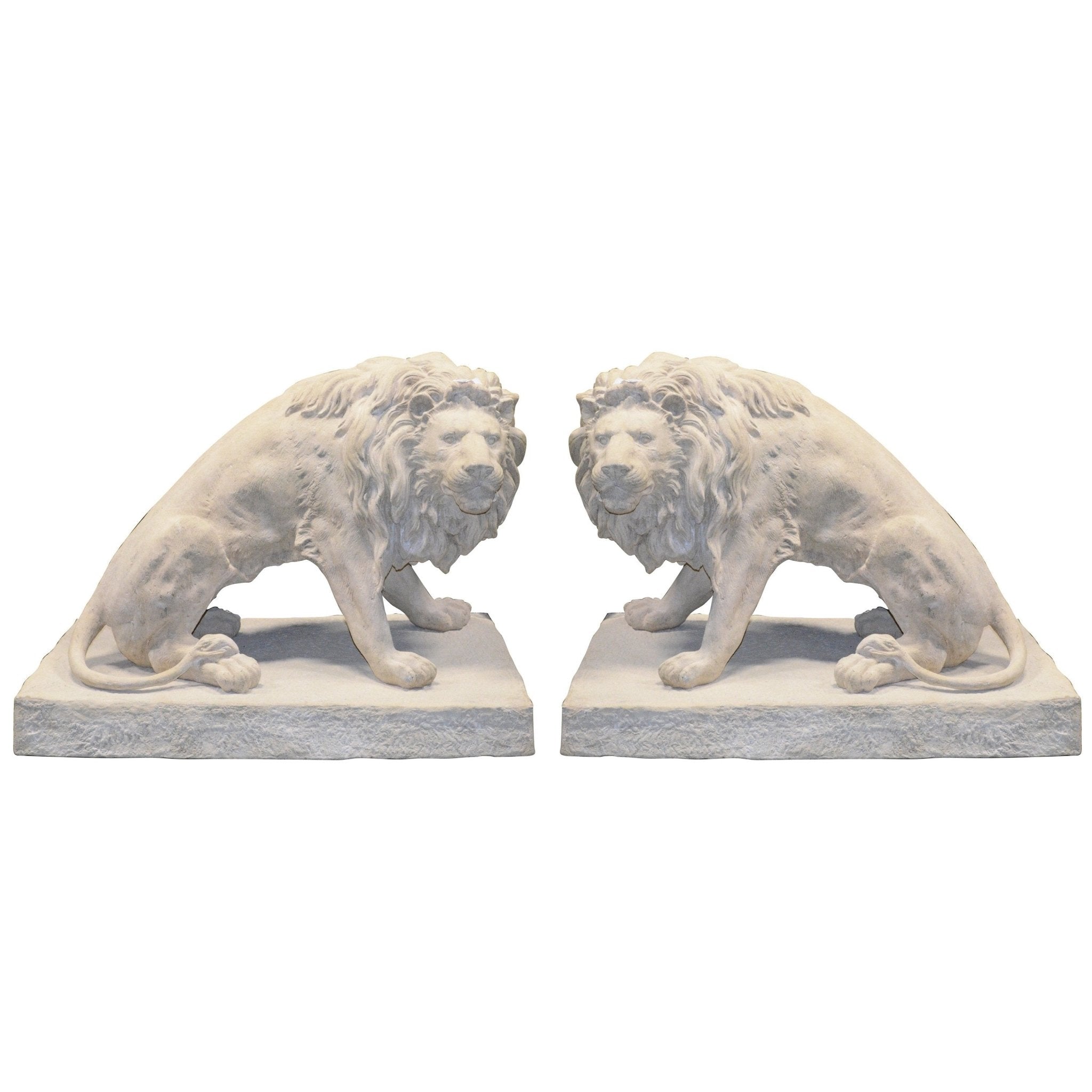 AFD Home Symmetrical Pair of 39 Inch Entry Lions in Rough Stone - New Star Living