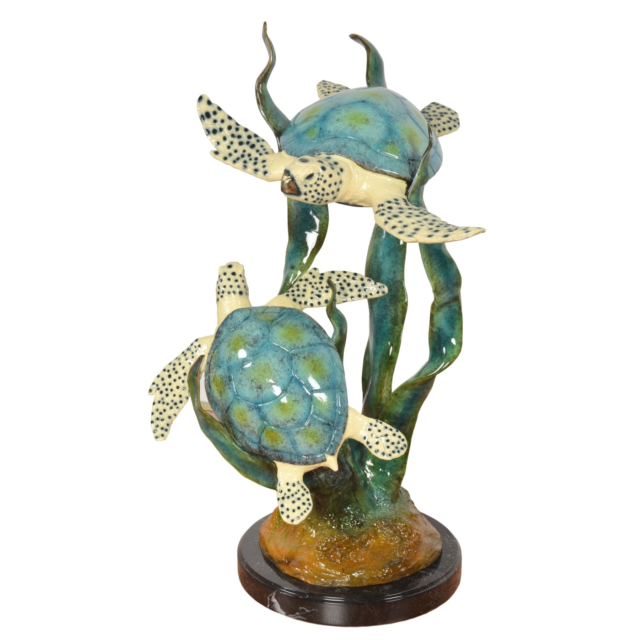 AFD Home Two Turtles with Coral in Special Patina on Marble Base - New Star Living