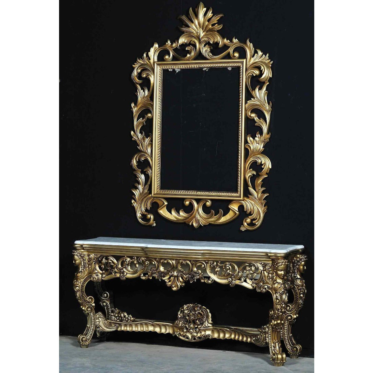European Furniture - Ambrogio Console Table With Mirror in Gold - 1000CM - New Star Living