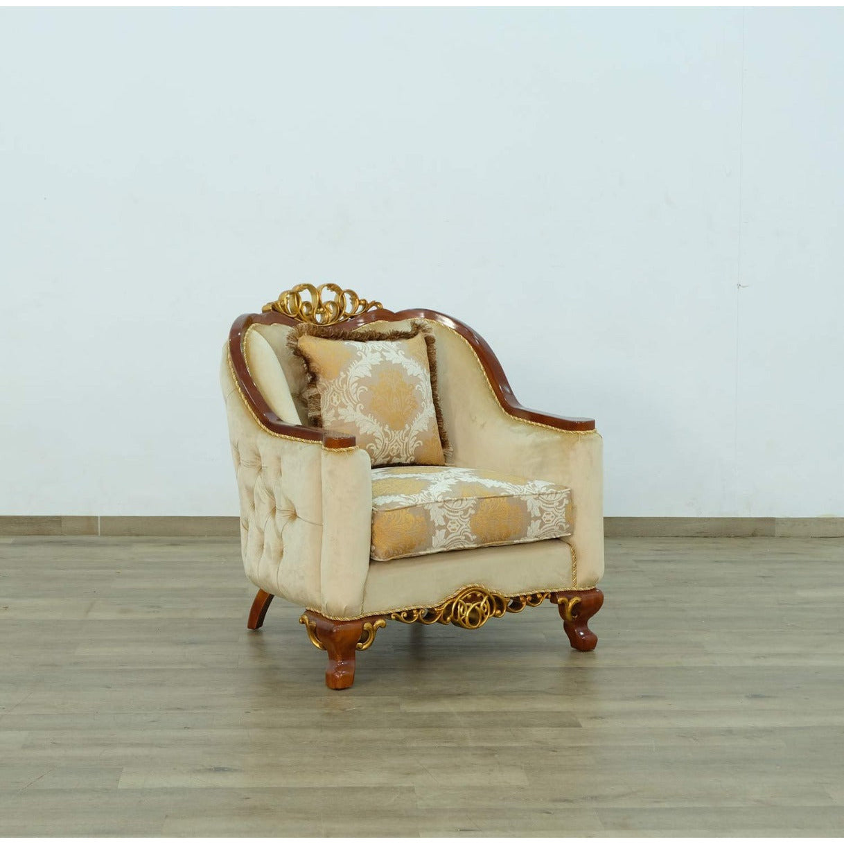 European Furniture - Angelica II Chair in Dark Brown & Gold - 45354-C - New Star Living
