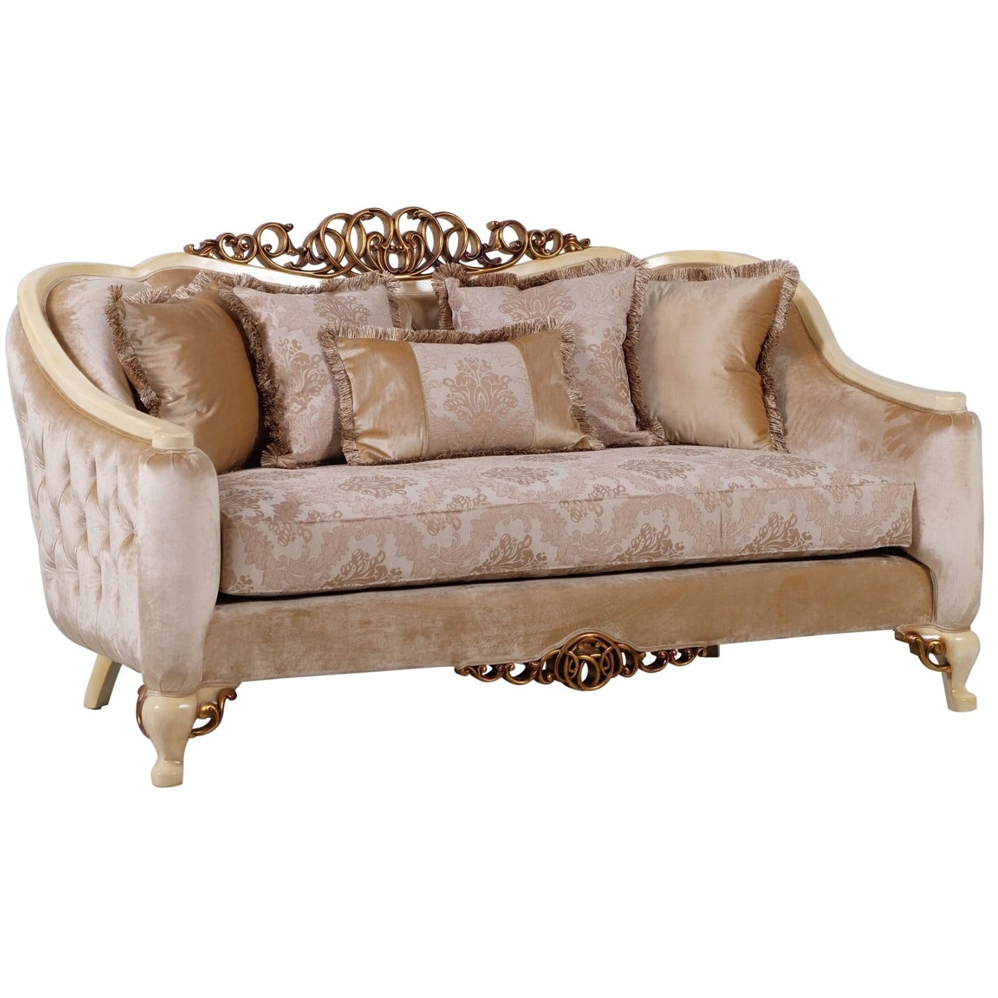European Furniture - Angelica 4 Piece Living Room Set in Beige & Gold - 45350-4SET - New Star Living
