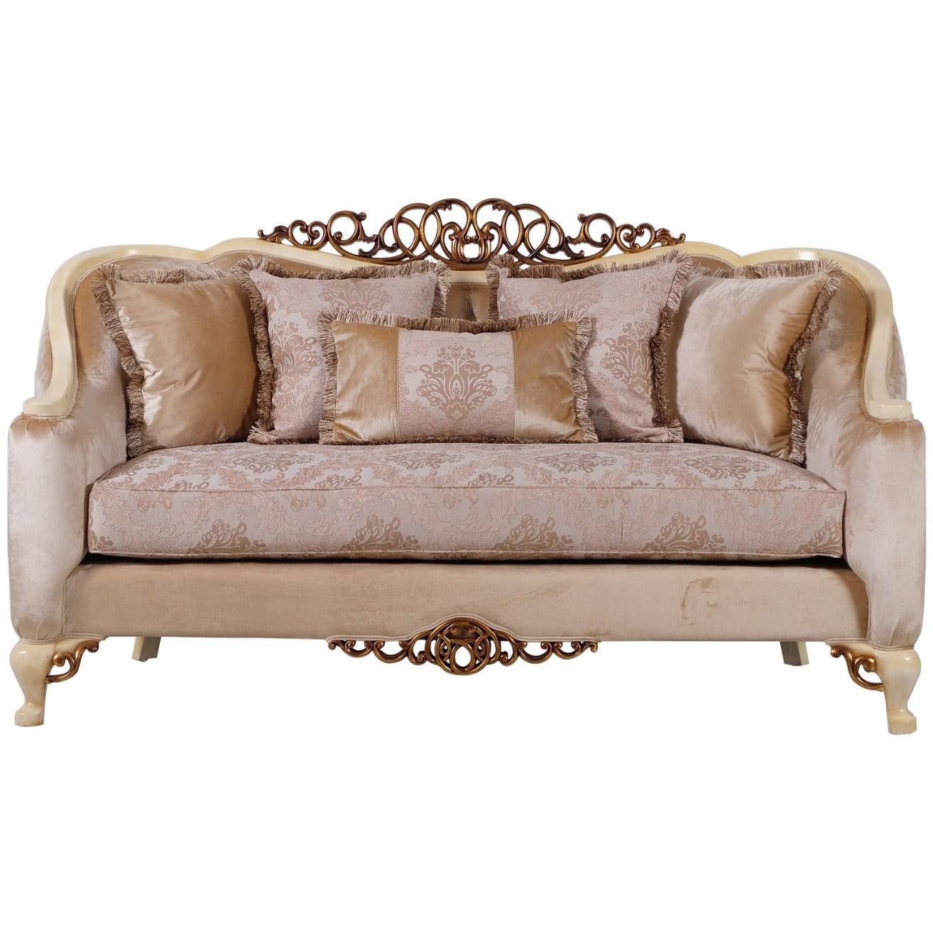 European Furniture - Angelica Loveseat in Beige & Gold - 45350-L - New Star Living