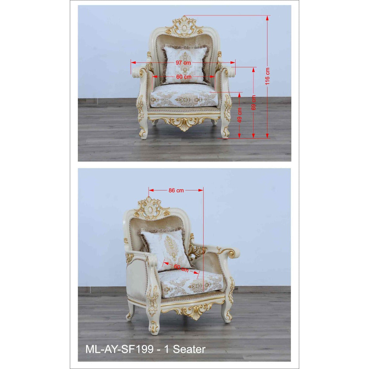 European Furniture - Bellagio Chair in Antique Bronze Beige-Gold - 30016-C - New Star Living
