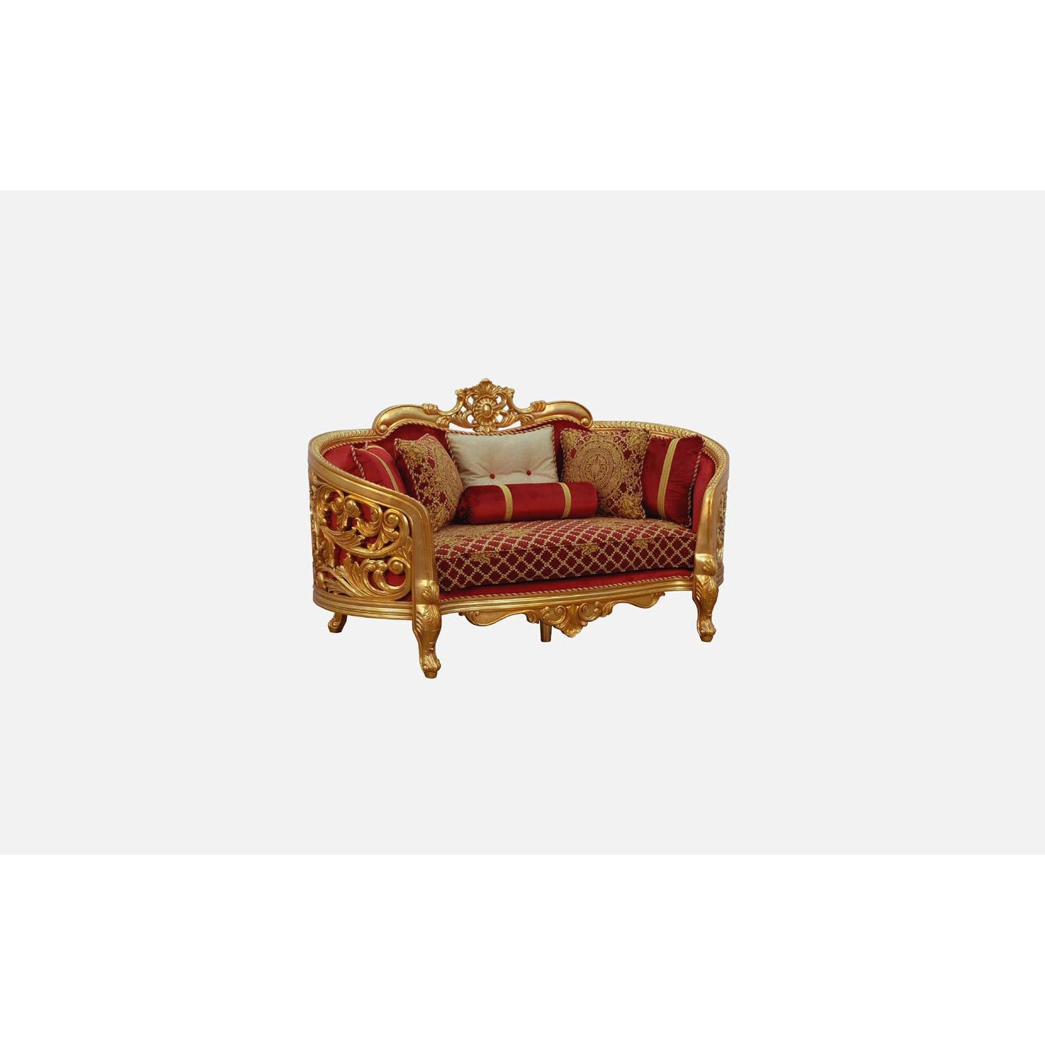 European Furniture - Bellagio II Loveseat in Red-Gold - 30013-L - New Star Living