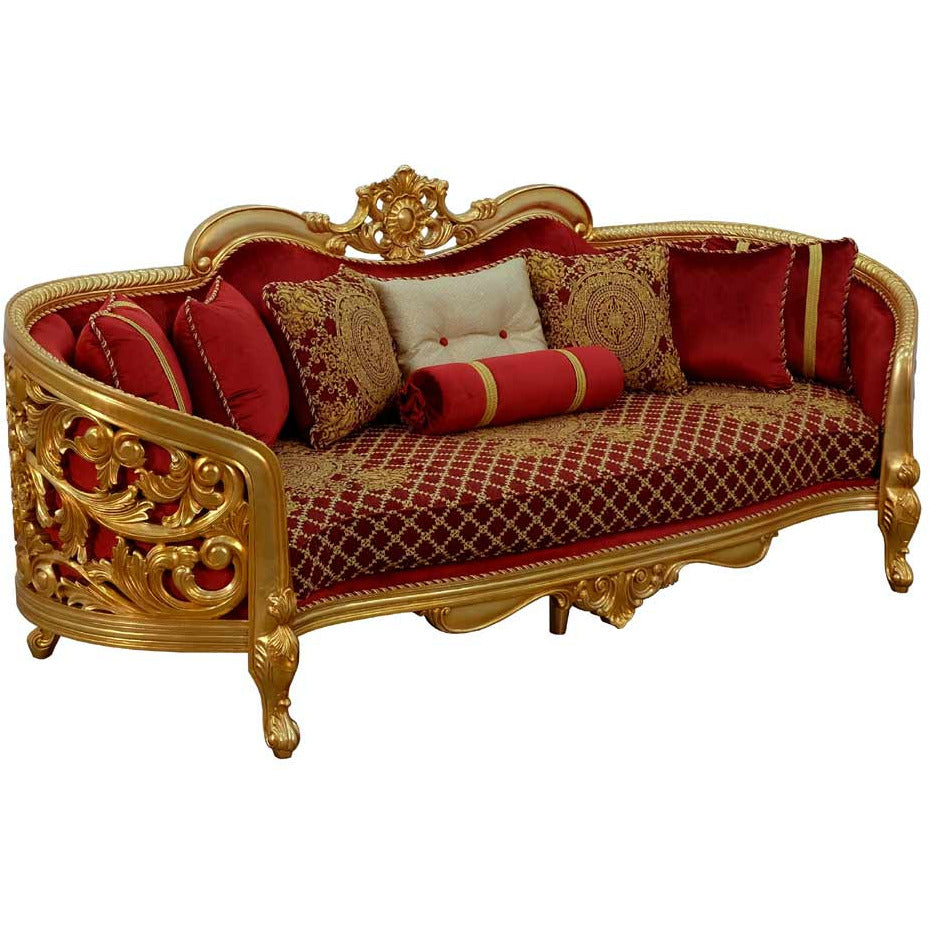 European Furniture - Bellagio II Sofa in Red-Gold - 30013-S - New Star Living