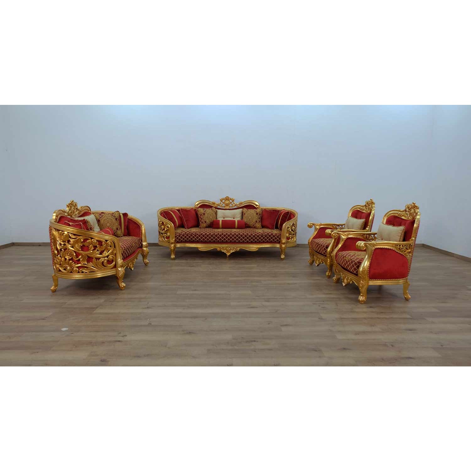 European Furniture - Bellagio II Sofa in Red-Gold - 30013-S - New Star Living