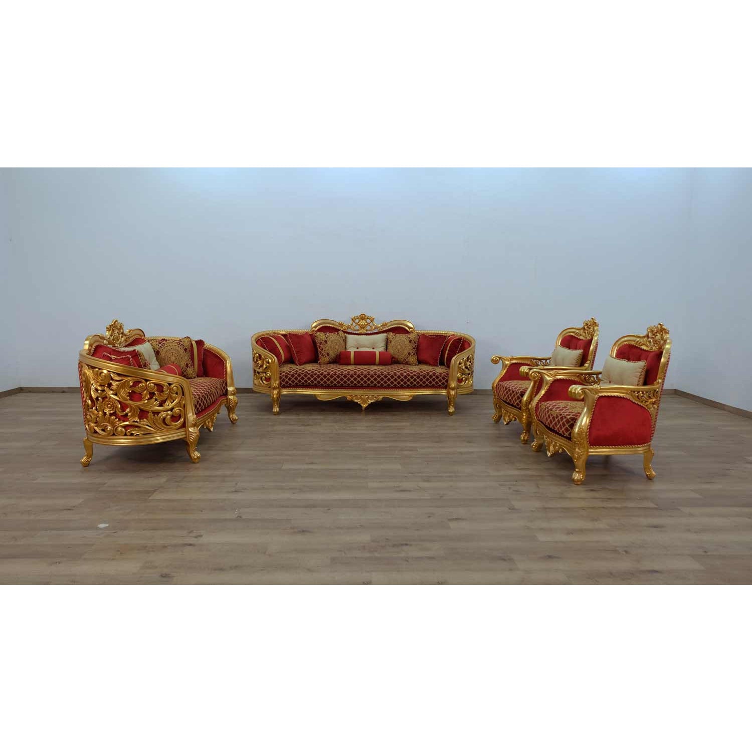 European Furniture - Bellagio II 3 Piece Living Room Set in Red-Gold - 30013-3SET - New Star Living