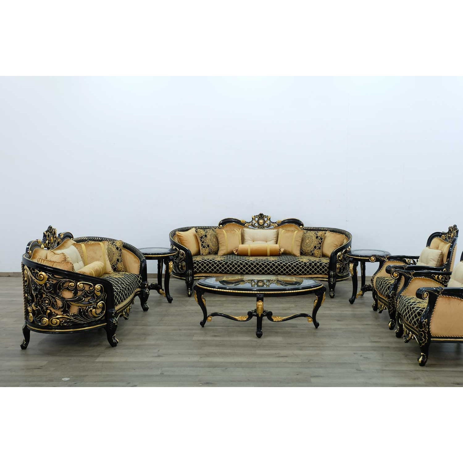European Furniture - Bellagio III 2 Piece Living Room Set in Black-Gold - 30019-2SET - New Star Living