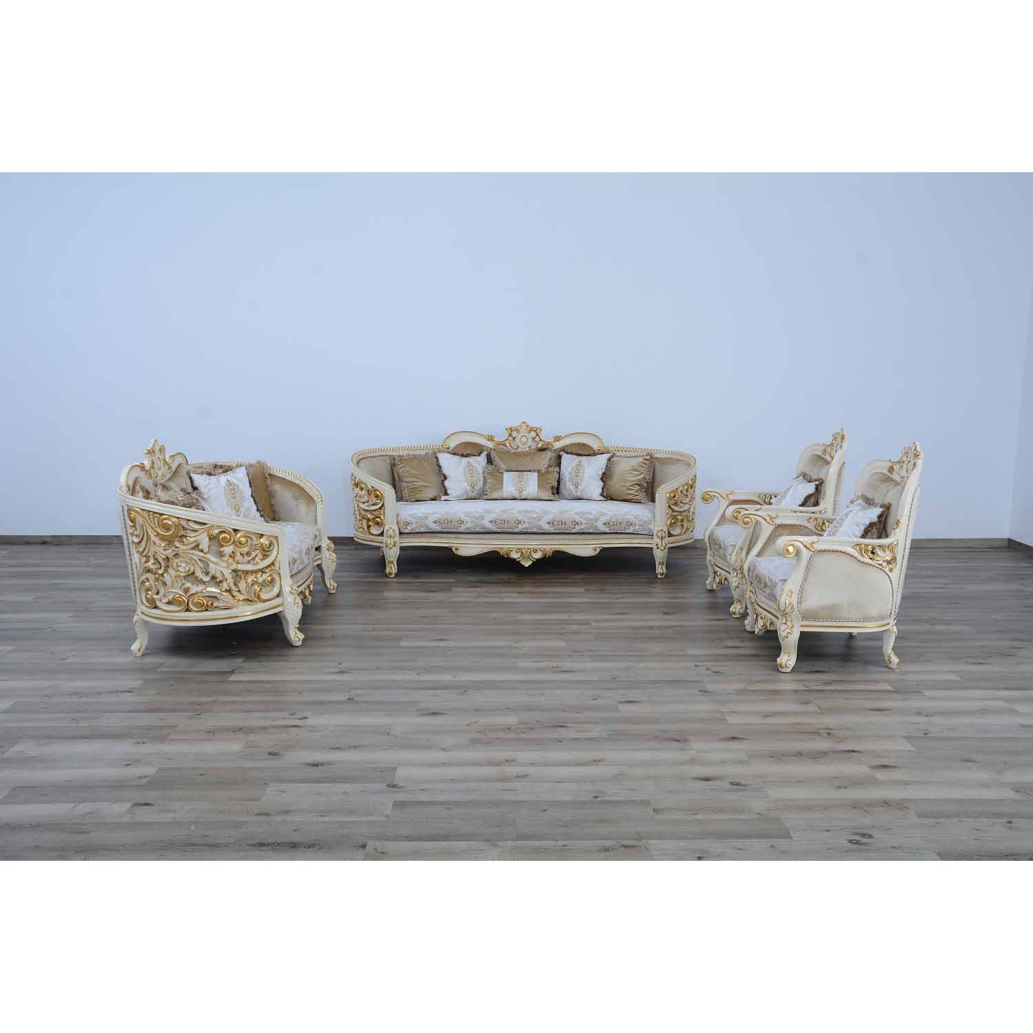 European Furniture - Bellagio Sofa in Antique Bronze Beige-Gold - 30016-S - New Star Living