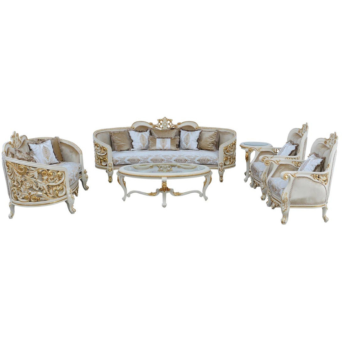 European Furniture - Bellagio 4 Piece Living Room Set in Antique Bronze Beige-Gold - 30016-4SET - New Star Living