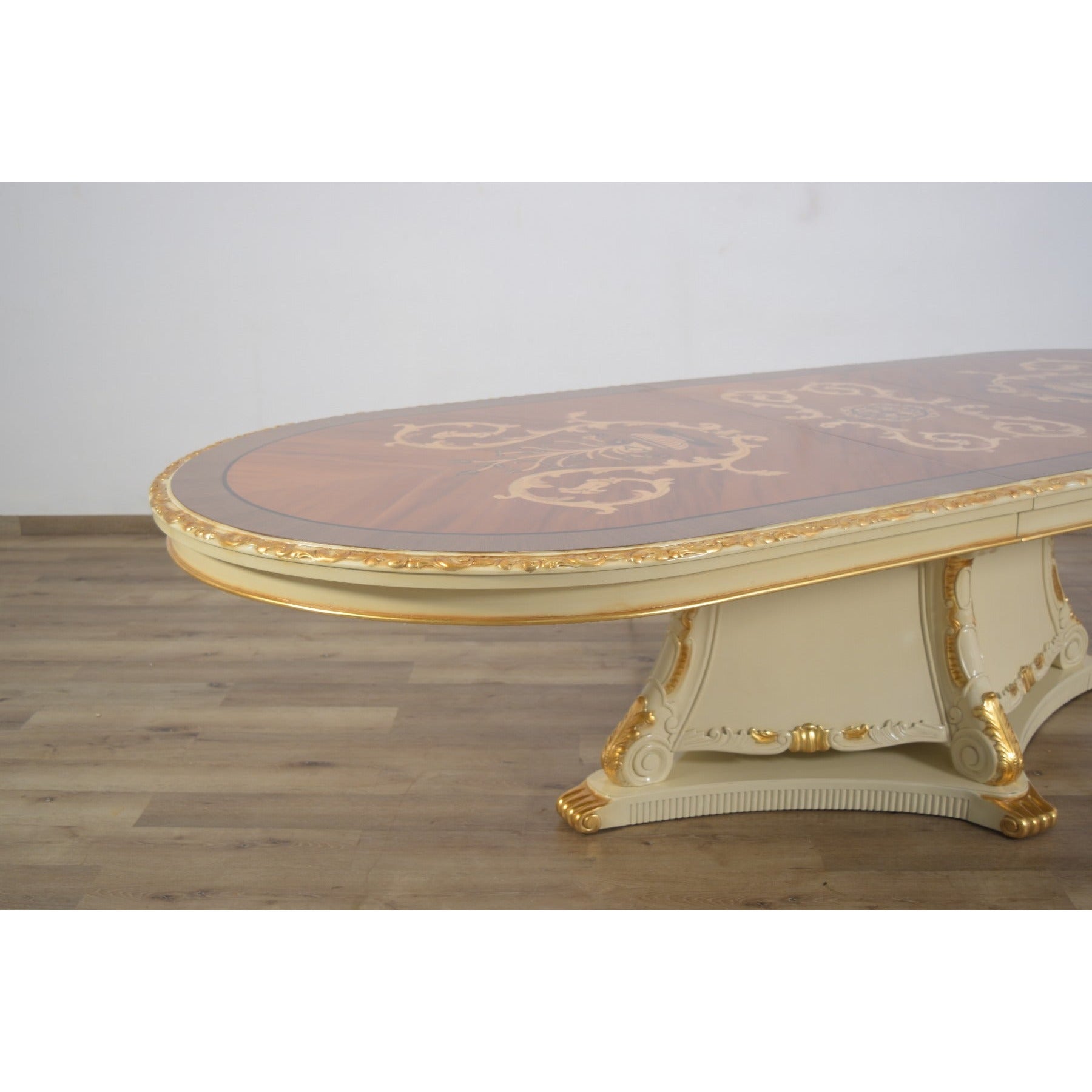 European Furniture - Bellagio 5 Piece Dining Room Set in Beige & Gold Leaf - 40059-5SET - New Star Living