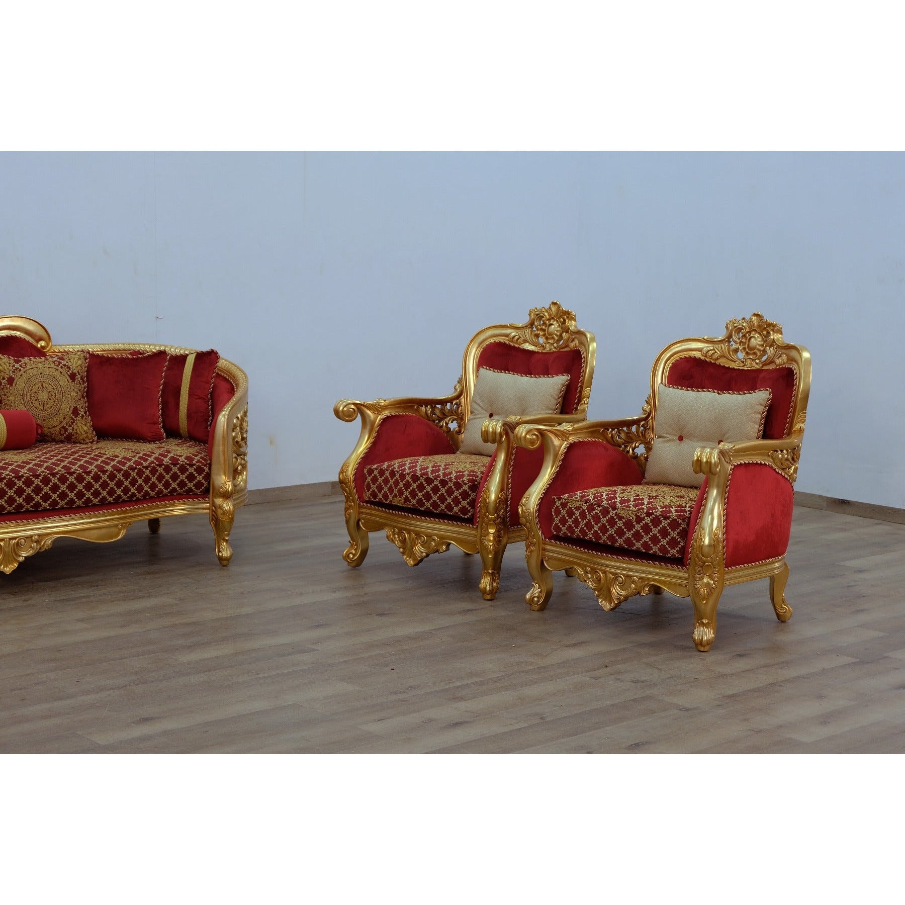 European Furniture - Bellagio II Chair in Red-Gold - 30013-C - New Star Living