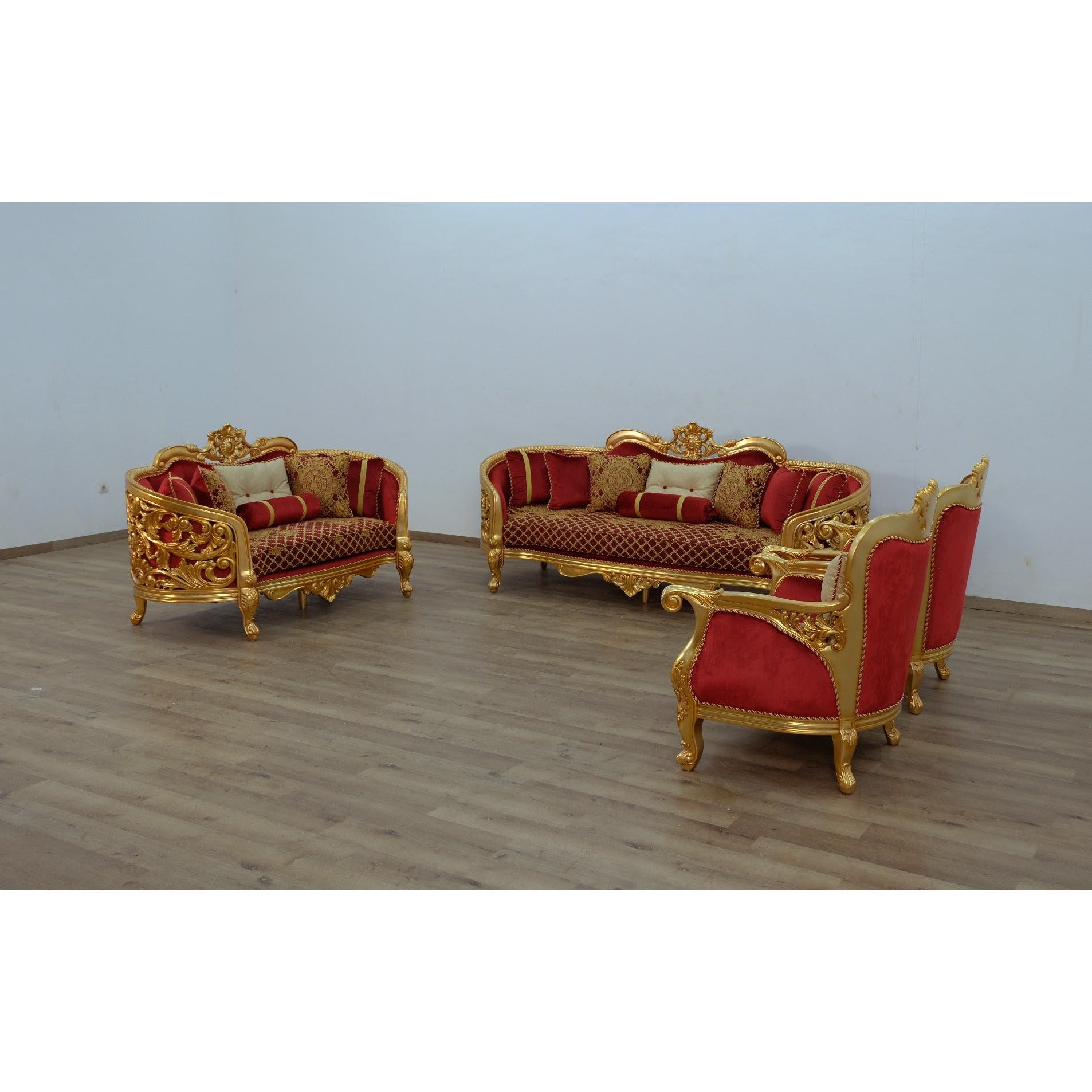European Furniture - Bellagio II 4 Piece Living Room Set in Red-Gold - 30013-4SET - New Star Living