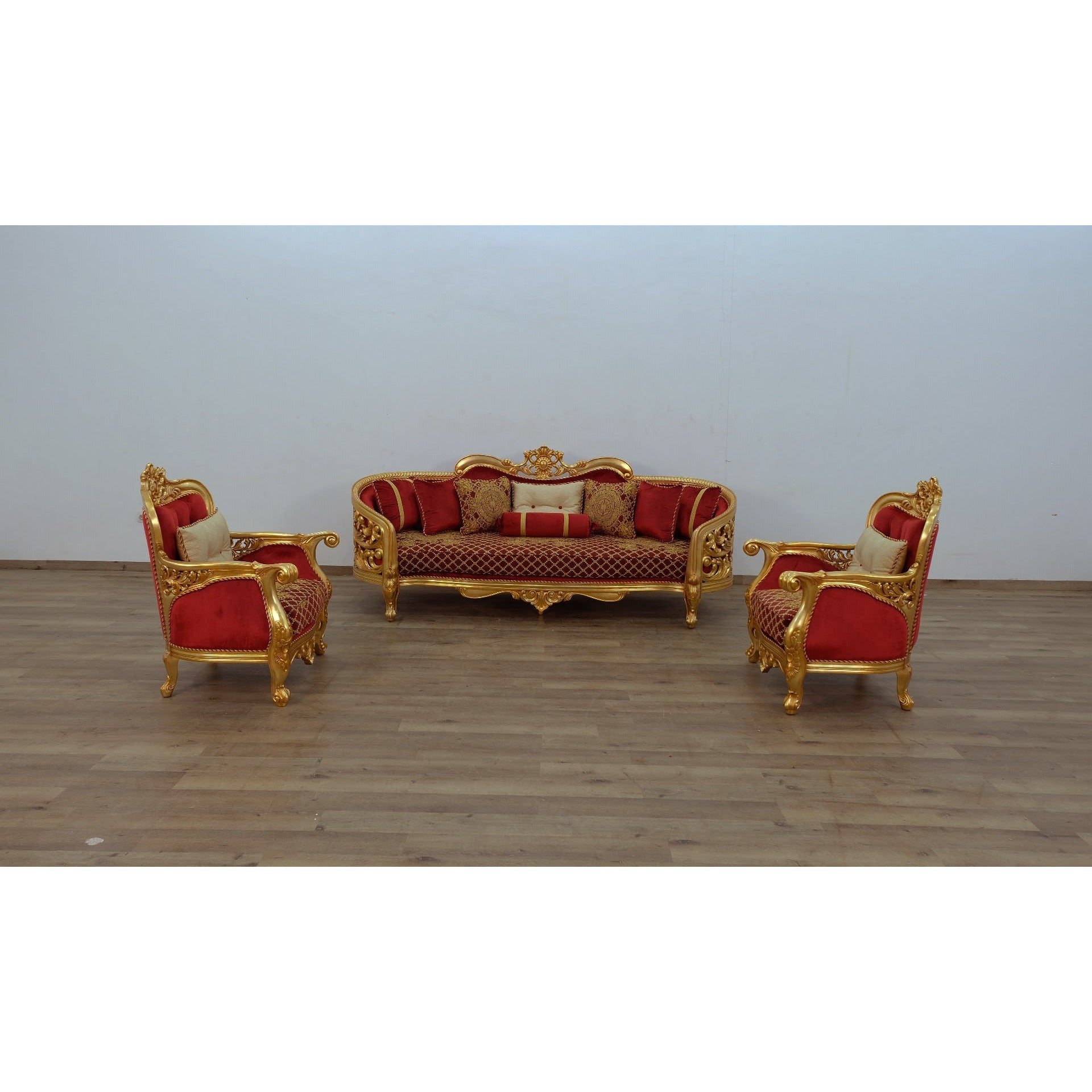 European Furniture - Bellagio II 4 Piece Living Room Set in Red-Gold - 30013-4SET - New Star Living