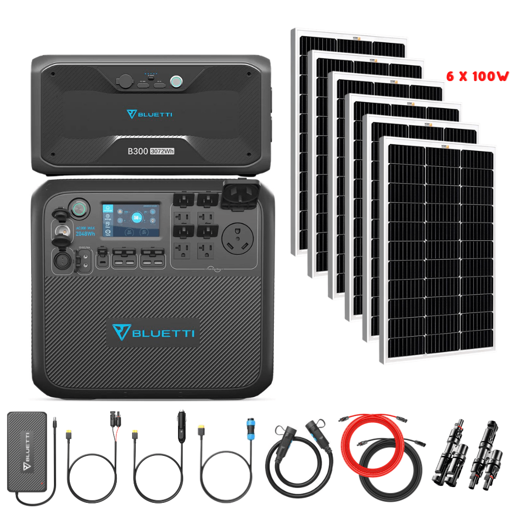 Bluetti AC200MAX + Optional B300 Batteries + Solar Panels Complete Solar Generator Kit - BP-AC200Max+B300+RS-M100[6]+RS-30102-T2 - Avanquil