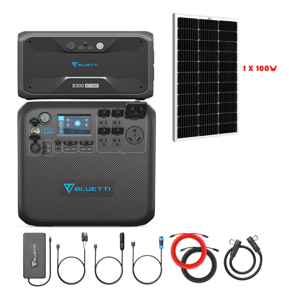 Bluetti AC200MAX + Optional B300 Batteries + Solar Panels Complete Solar Generator Kit - BP-AC200Max+B300+RS-M100+RS-30102 - Avanquil