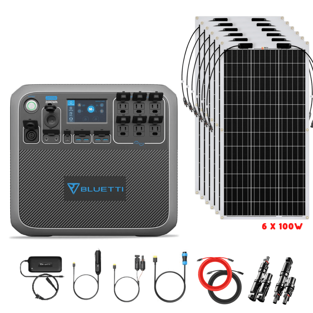 Bluetti AC200P 2,000W 2,000Wh + Solar Panels Complete Solar Generator Kit - BP-AC200P+RS-F100[6]+RS-30102-T2 - Avanquil