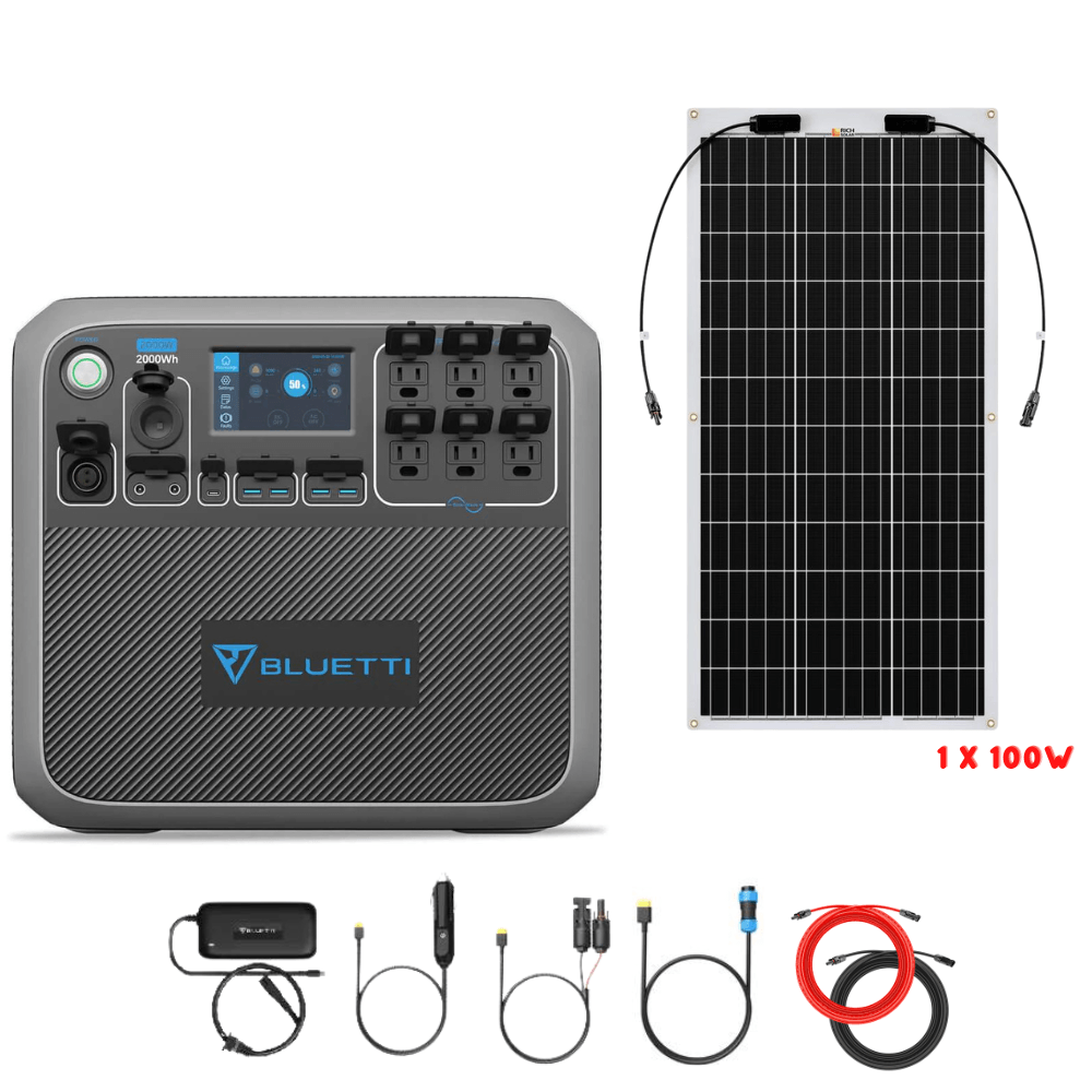 Bluetti AC200P 2,000W 2,000Wh + Solar Panels Complete Solar Generator Kit - BP-AC200P+RS-F100+RS-30102 - Avanquil