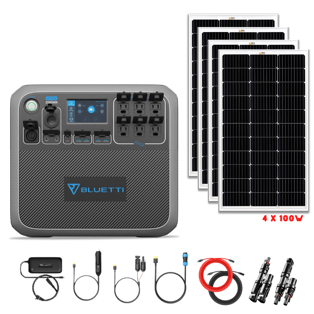 Bluetti AC200P 2,000W 2,000Wh + Solar Panels Complete Solar Generator Kit - BP-AC200P+RS-M100[4]+RS-30102-T2 - Avanquil
