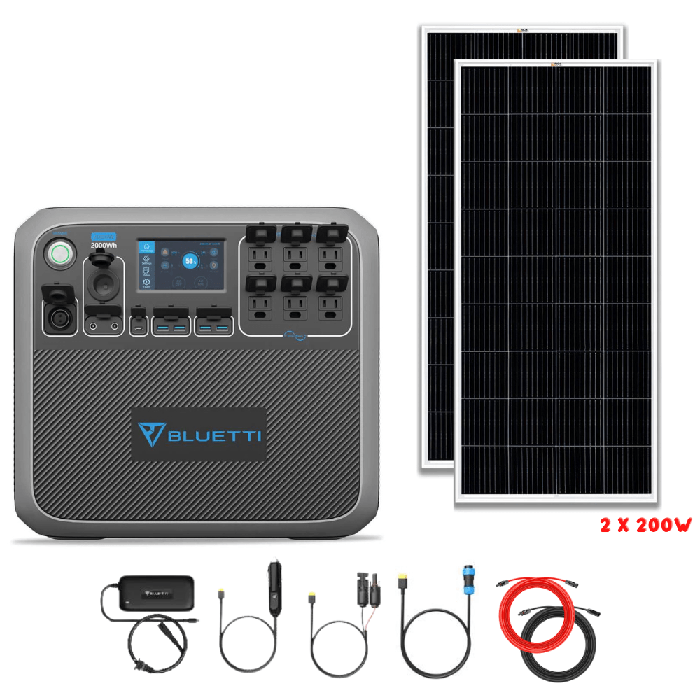 Bluetti AC200P 2,000W 2,000Wh + Solar Panels Complete Solar Generator Kit - BP-AC200P+RS-M200[2]+RS-30102 - Avanquil
