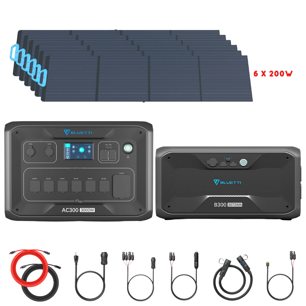 Bluetti AC300 Inverter Module + B300 Batteries + Solar Panels Complete Solar Generator Kit - BP-AC300+B300[1]+PV200[6]+RS-50102[2] - Avanquil
